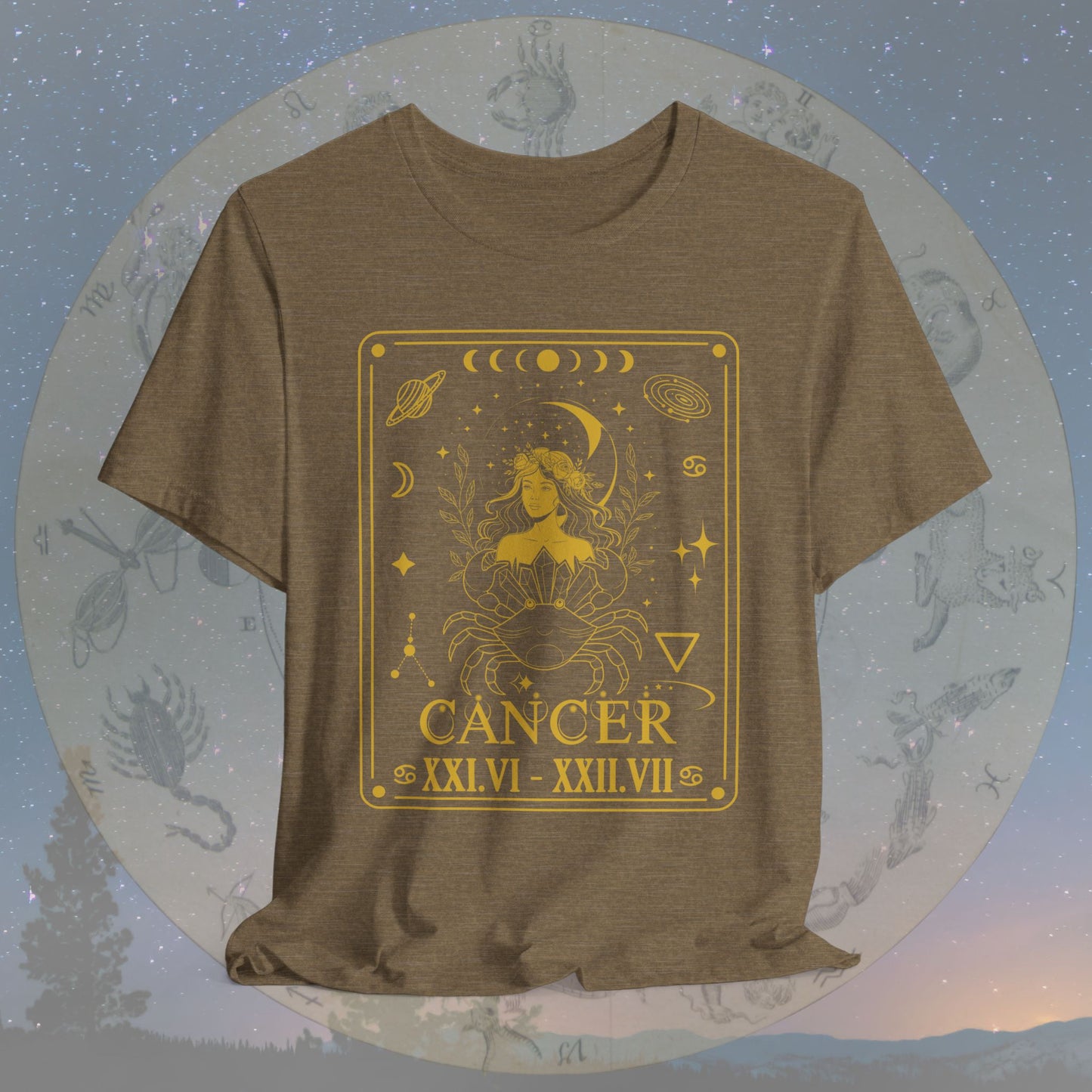 Cancer Zodiac Sign Roman Dates Tarot T-Shirt
