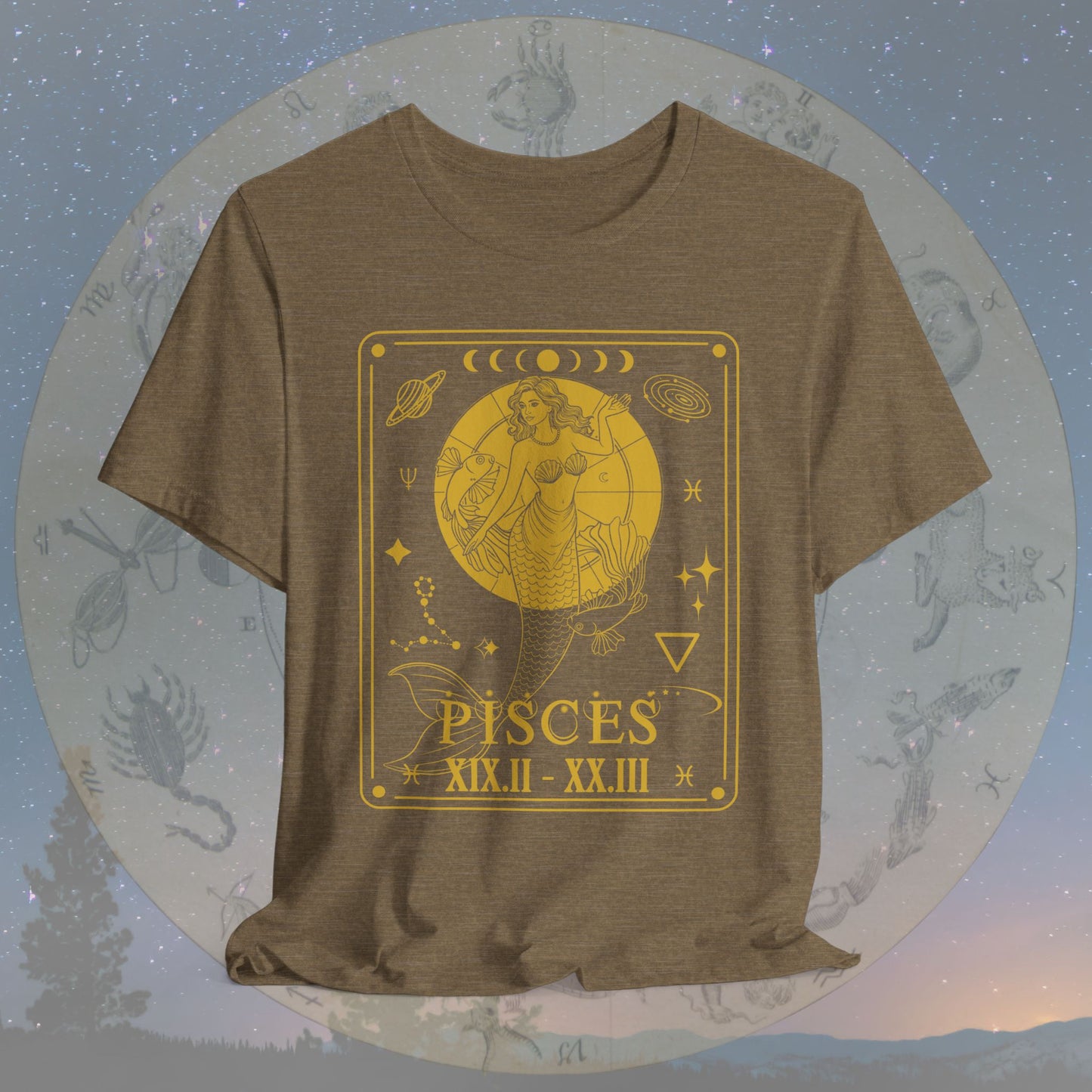 Pisces Zodiac Sign Roman Dates Tarot T-Shirt