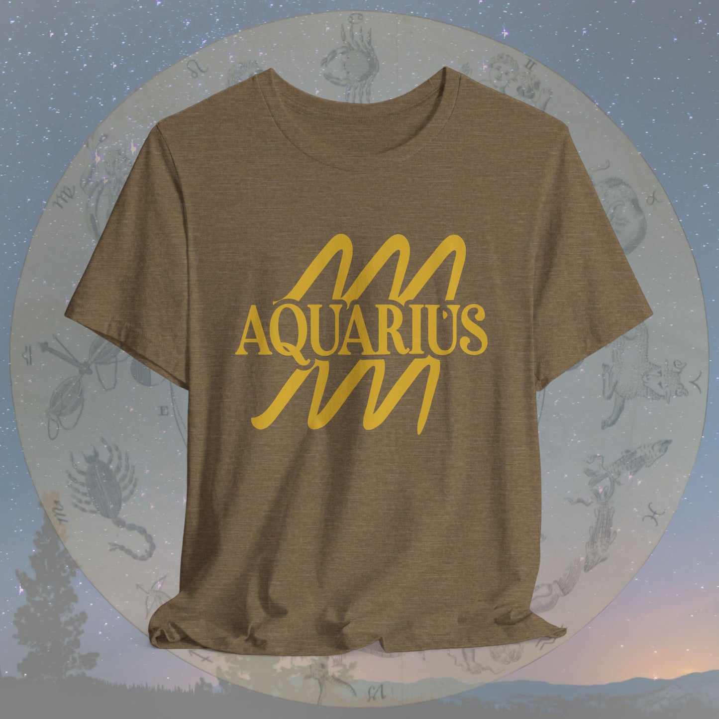 Aquarius Golden Zodiac Symbol T-Shirt