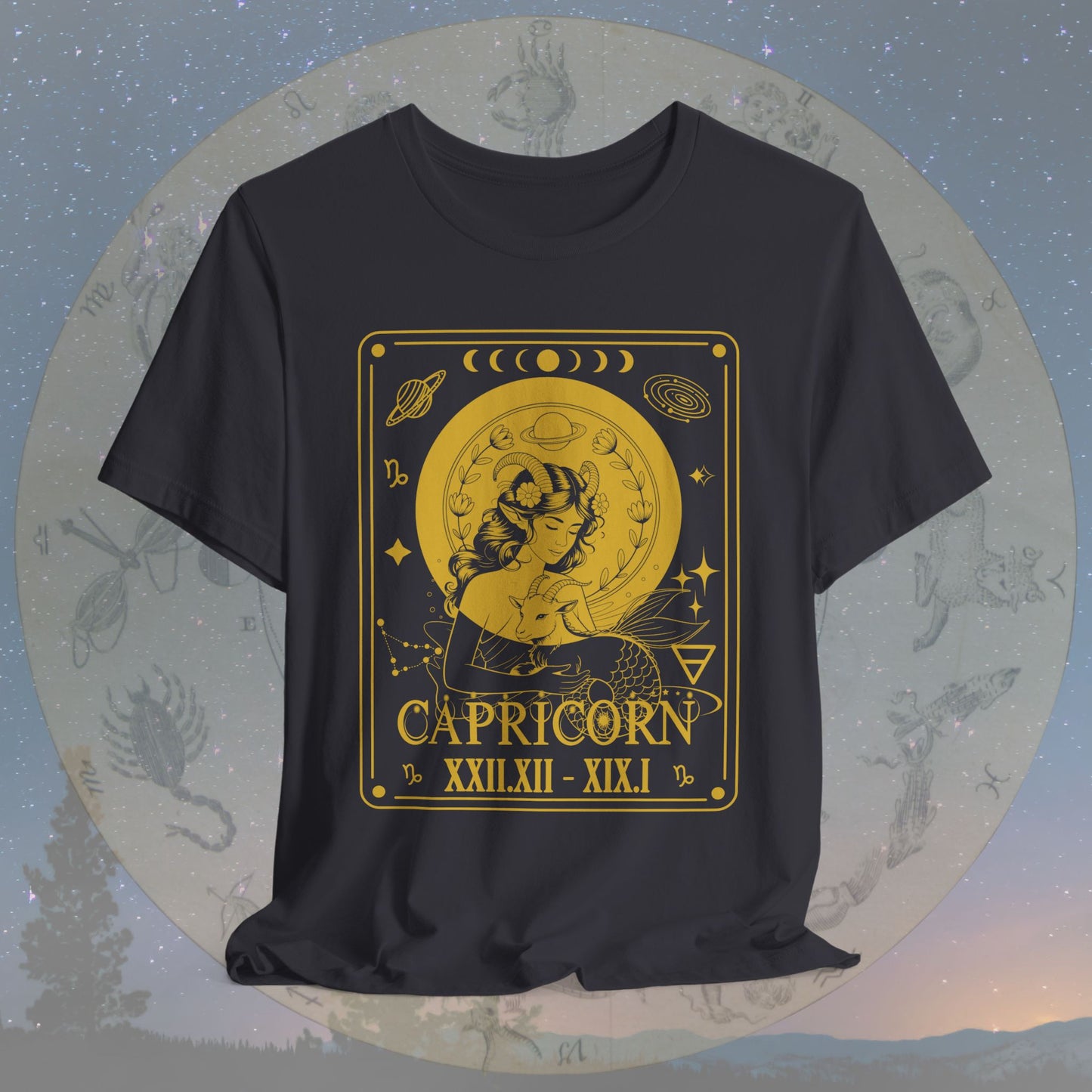 Capricorn Zodiac Sign Roman Dates Tarot T-Shirt