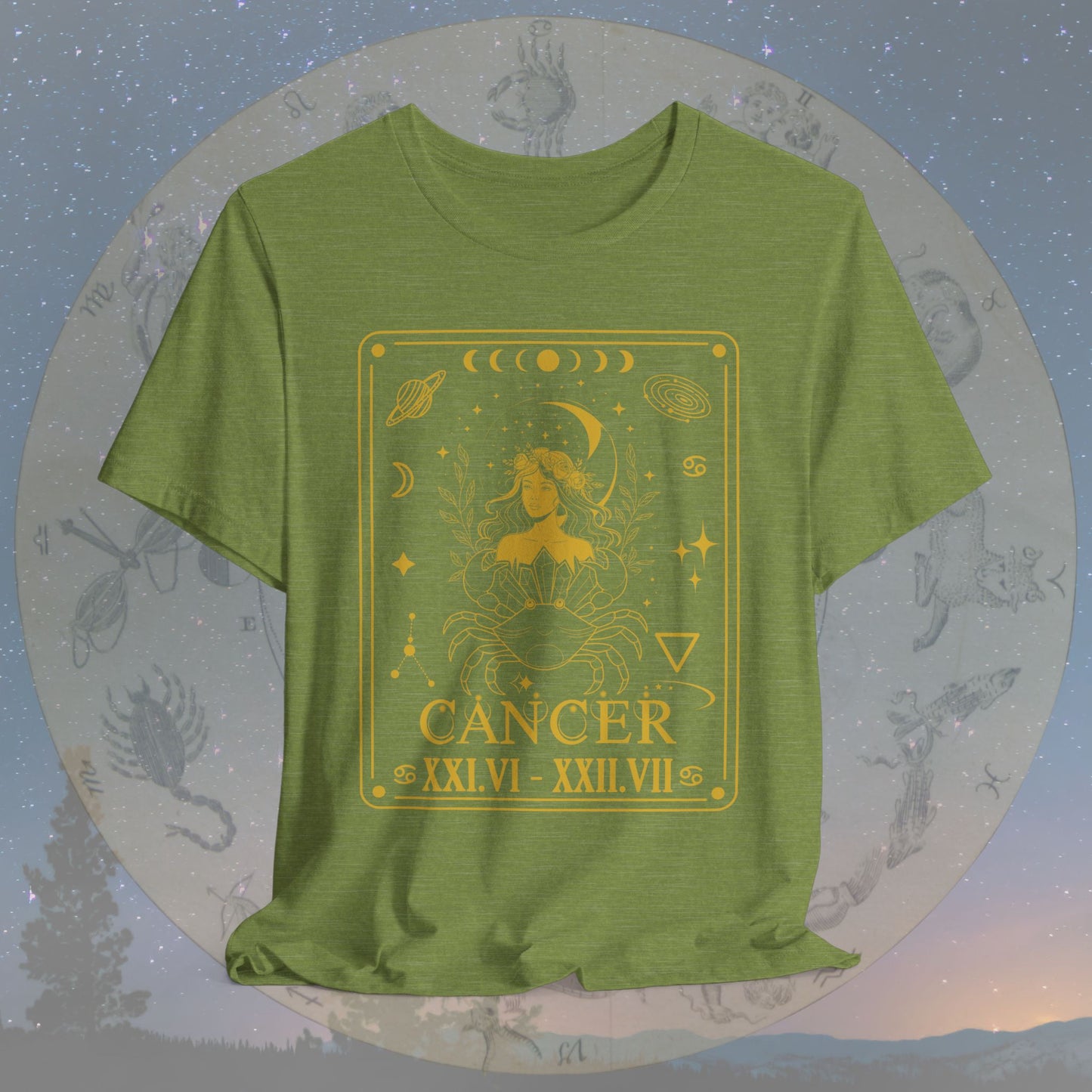 Cancer Zodiac Sign Roman Dates Tarot T-Shirt