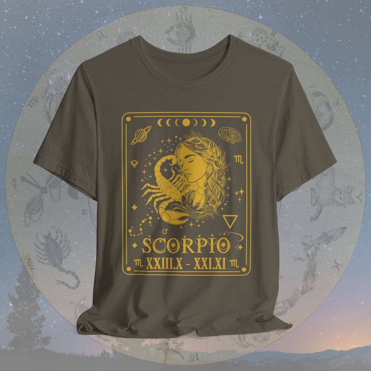 Scorpio Zodiac Sign Roman Dates Tarot T-Shirt