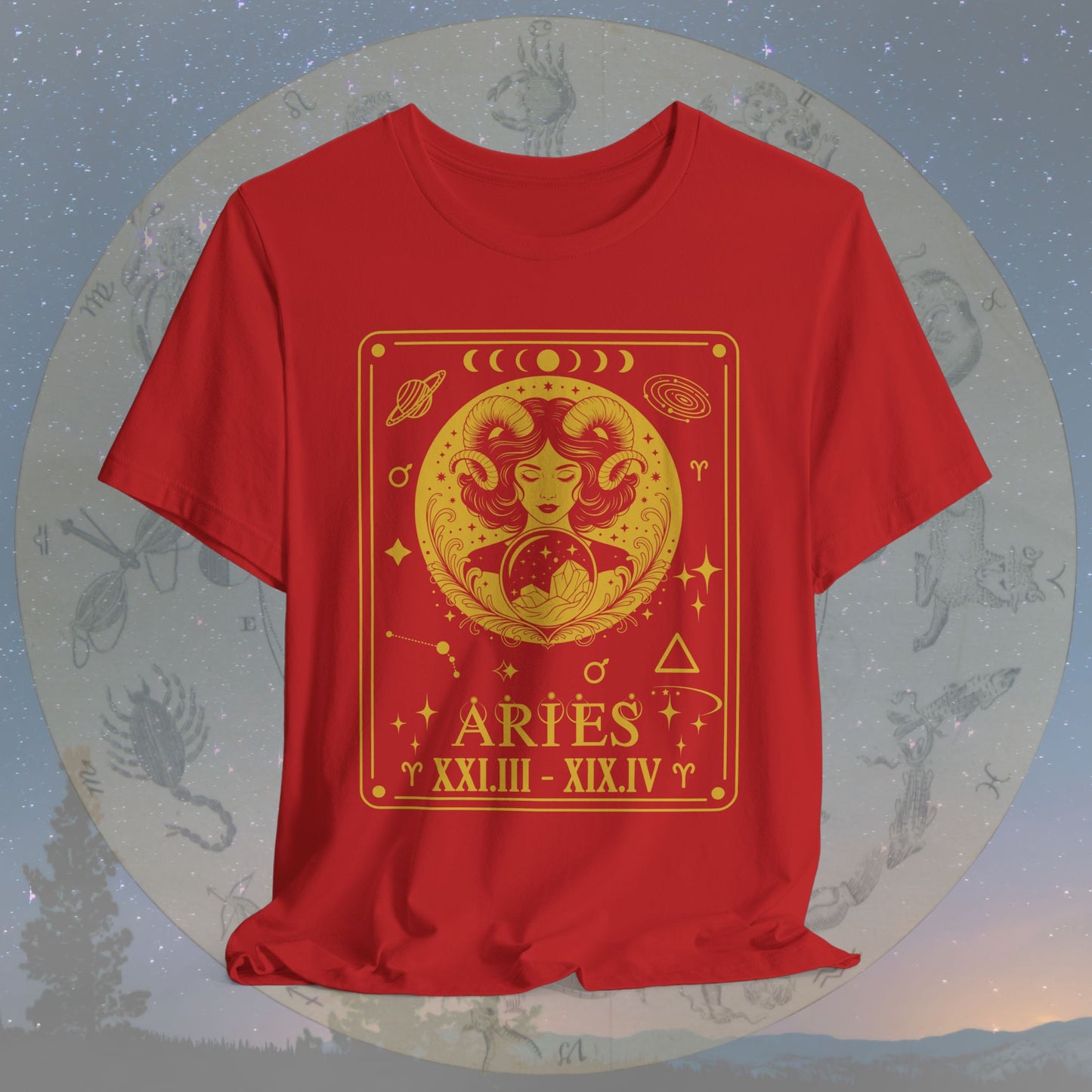 Aries Zodiac Sign Roman Dates Tarot T-Shirt