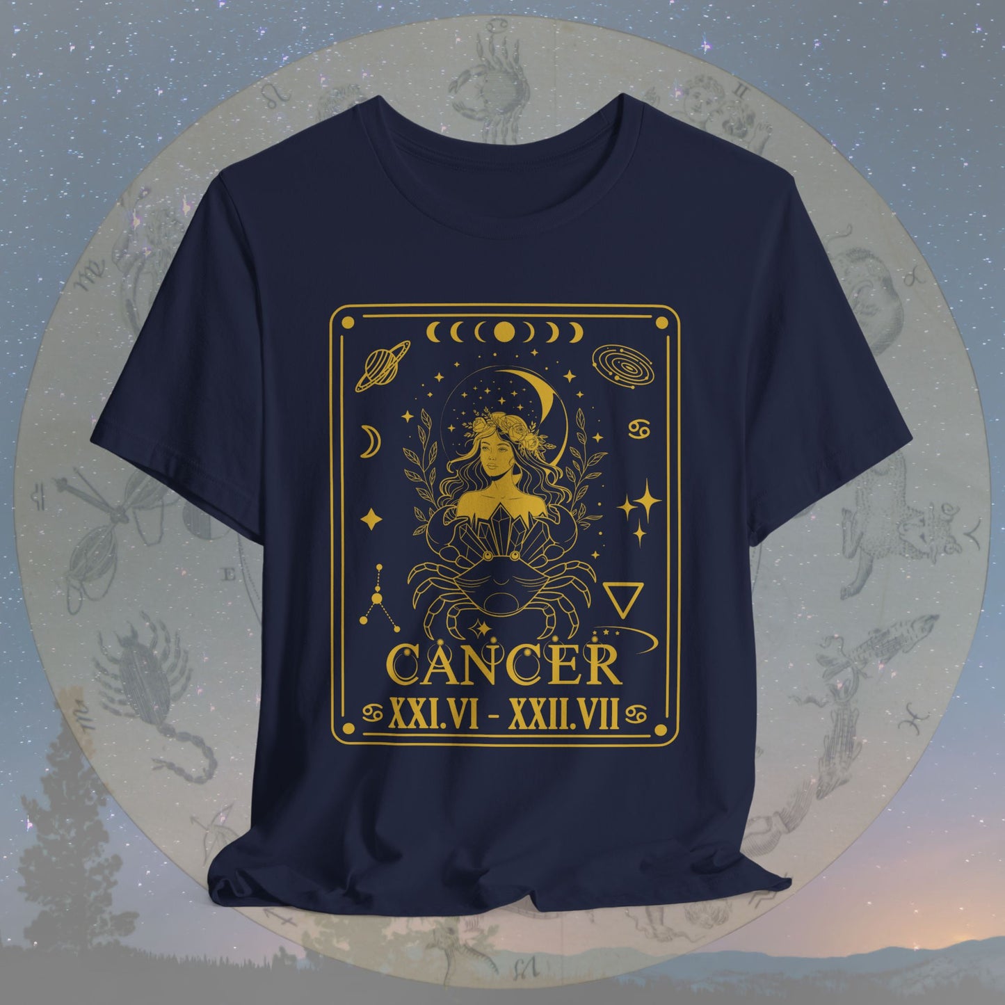 Cancer Zodiac Sign Roman Dates Tarot T-Shirt