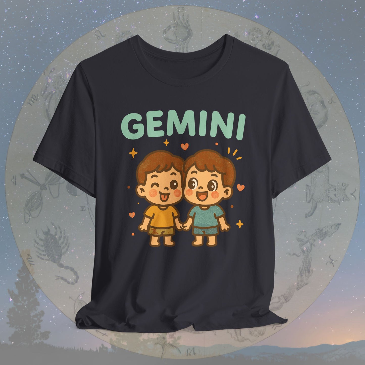 Kawaii Playful Gemini Zodiac Sign T-Shirt