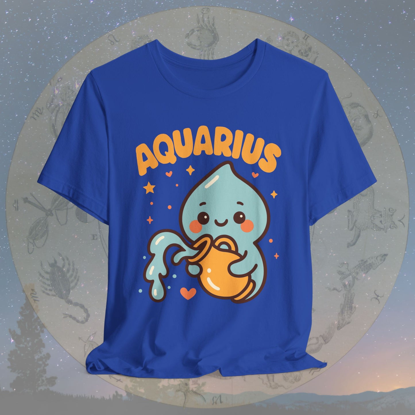 Cute Kawaii Aquarius Zodiac Sign T-Shirt