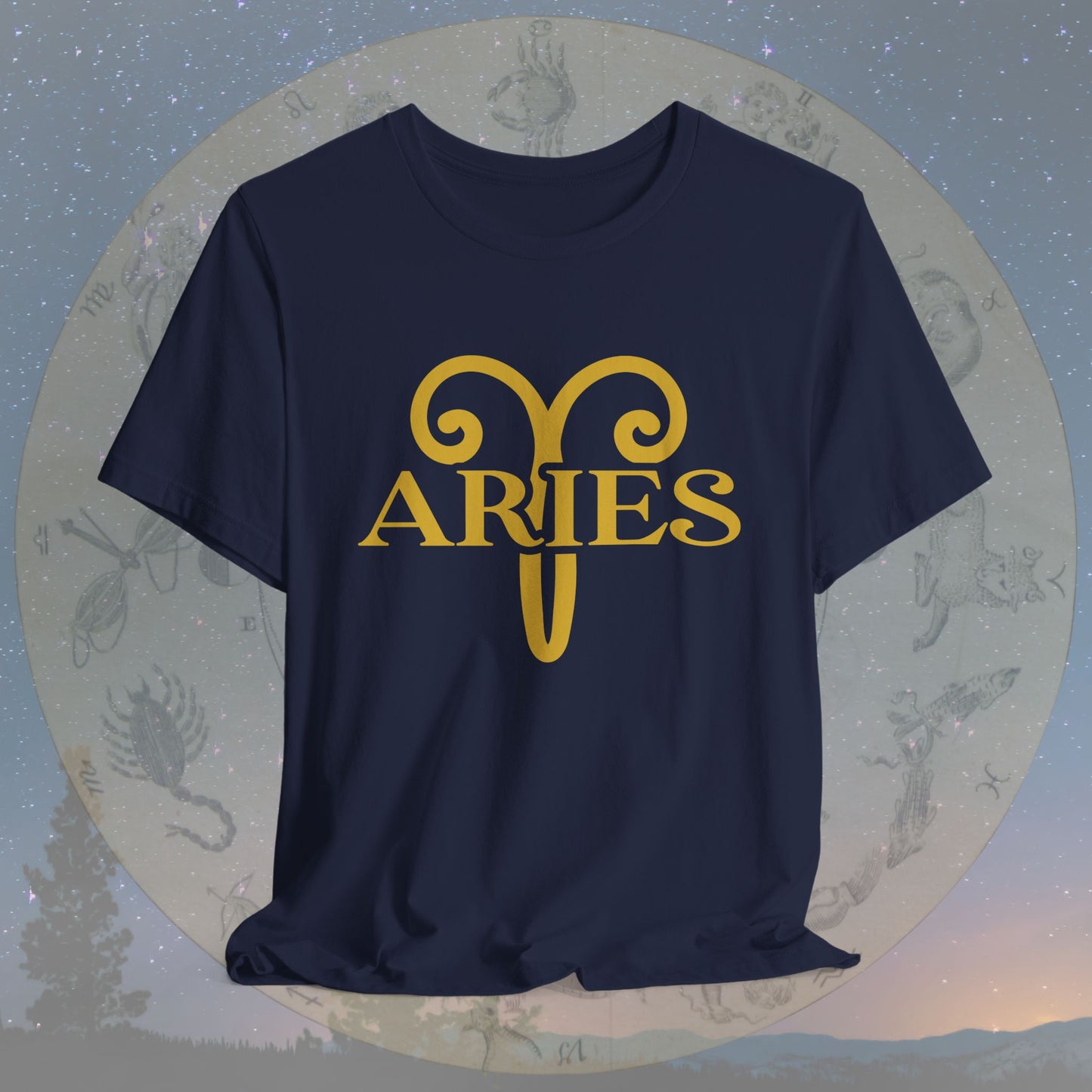 Aries Golden Zodiac Symbol T-Shirt