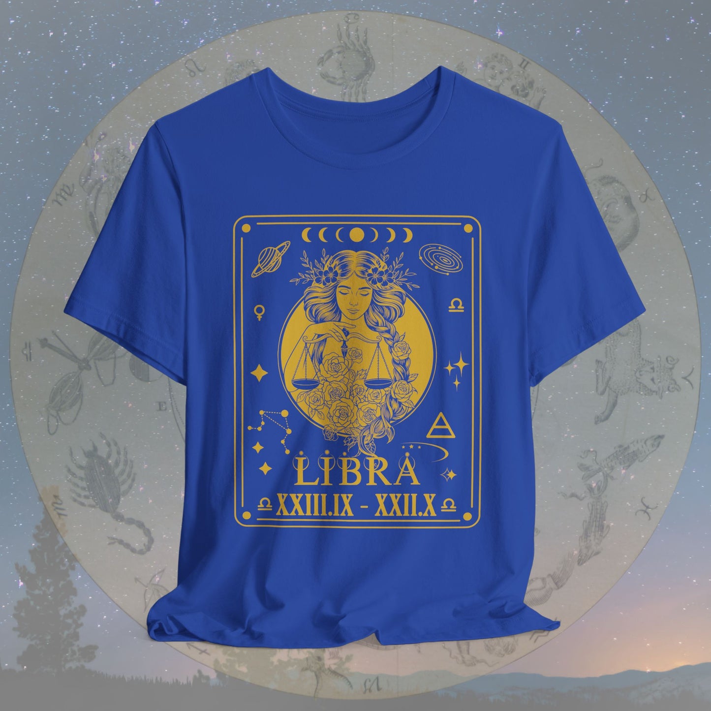 Libra Zodiac Sign Roman Dates Tarot T-Shirt