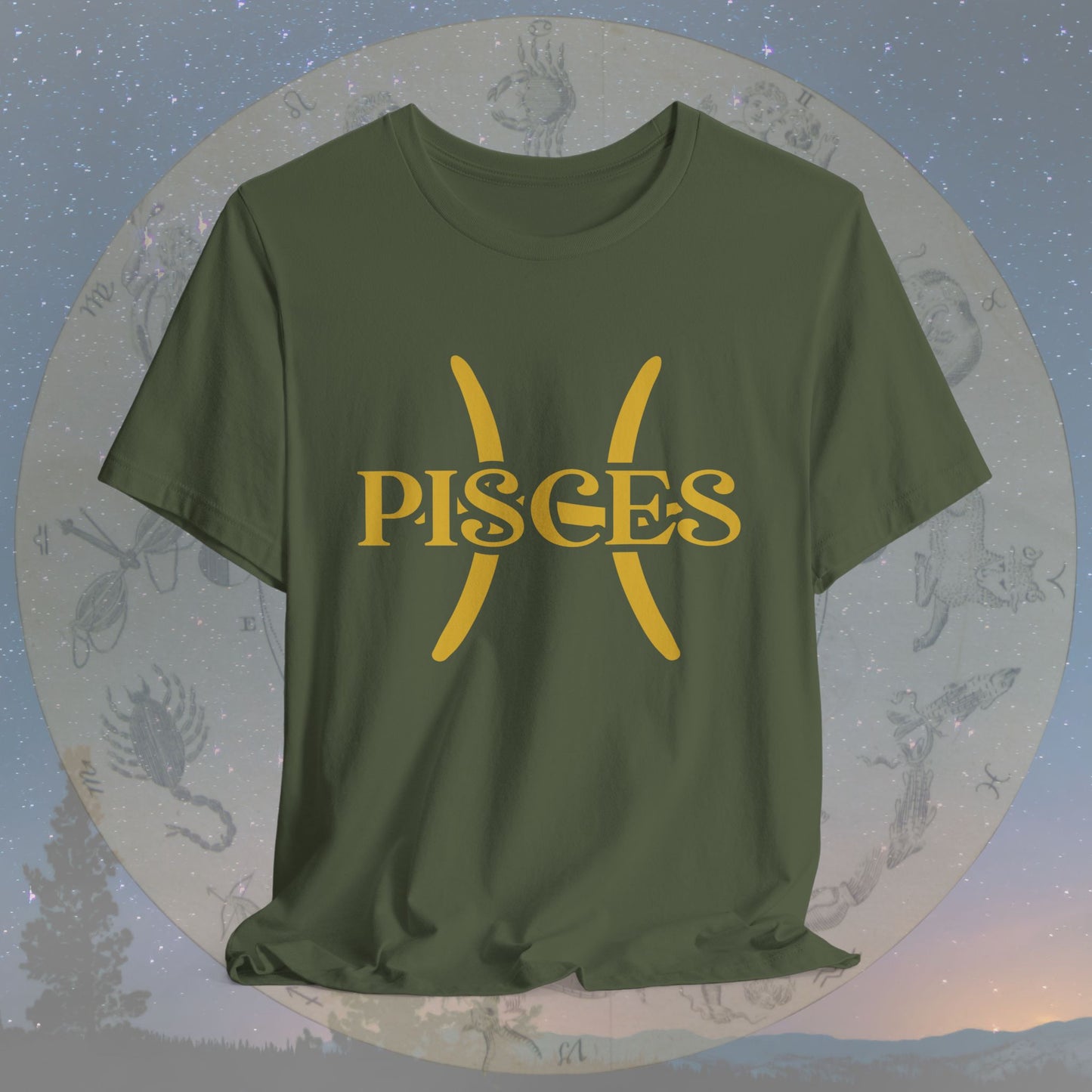 Pisces Golden Zodiac Symbol T-Shirt