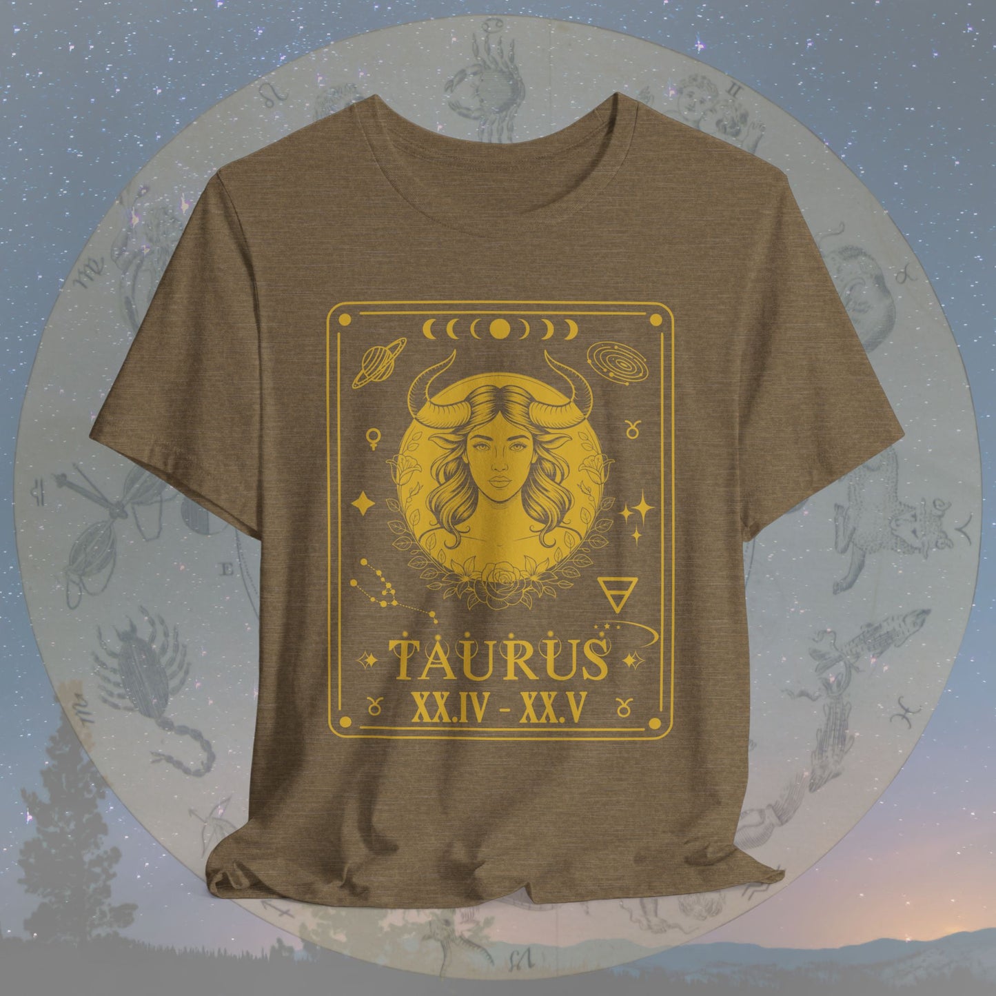 Taurus Zodiac Sign Roman Dates Tarot T-Shirt