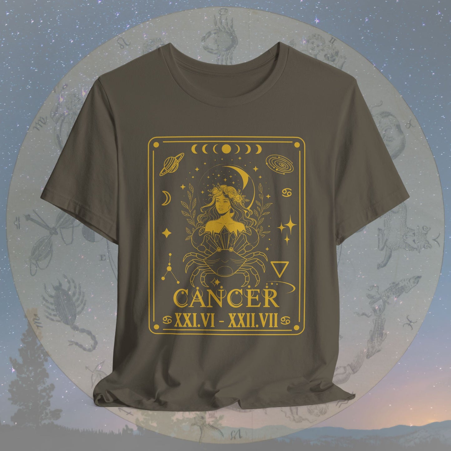 Cancer Zodiac Sign Roman Dates Tarot T-Shirt