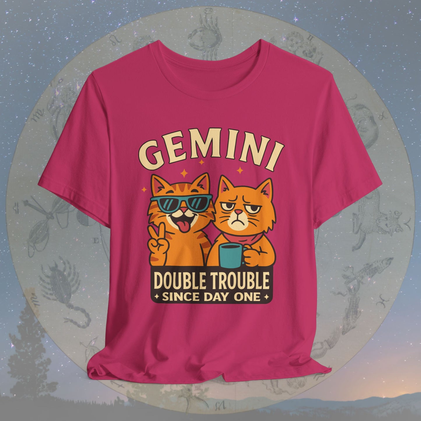 Funny Gemini Double Trouble Cat T-Shirt