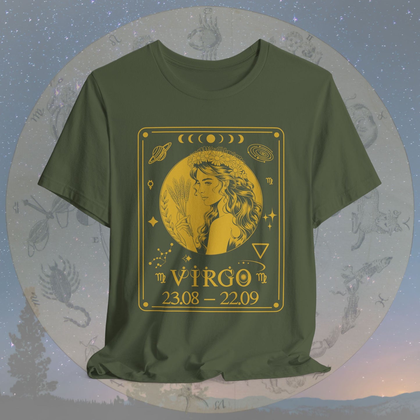 Virgo Zodiac Sign Numeric Dates Tarot T-Shirt