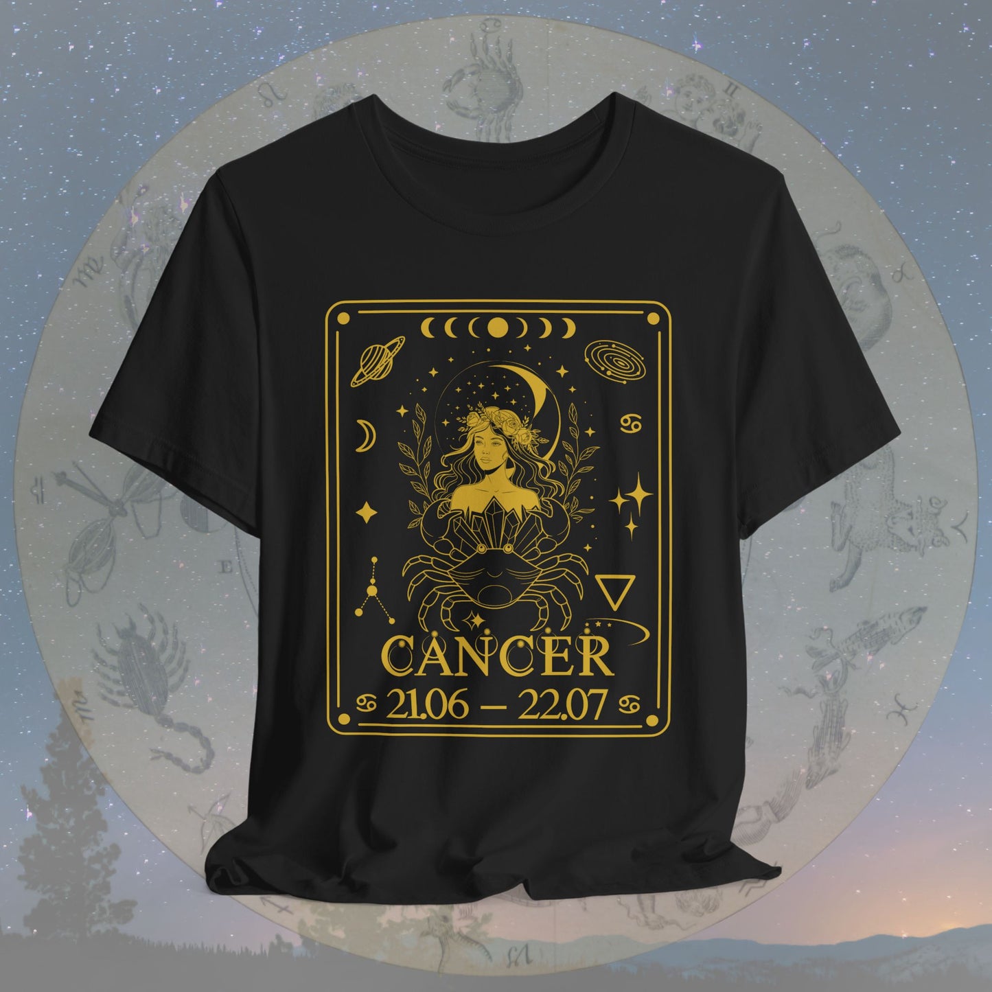 Cancer Zodiac Sign Numeric Dates Tarot T-Shirt