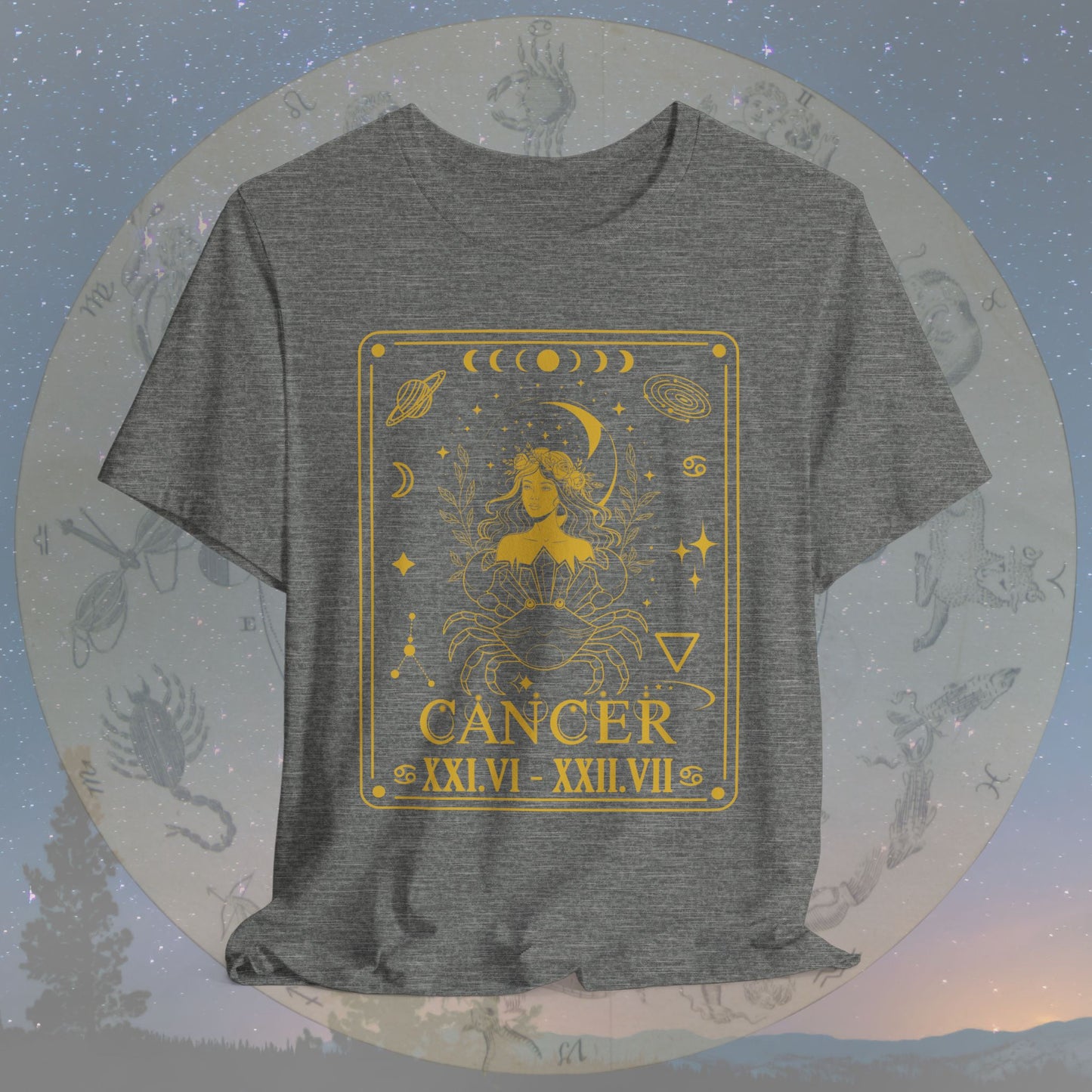 Cancer Zodiac Sign Roman Dates Tarot T-Shirt