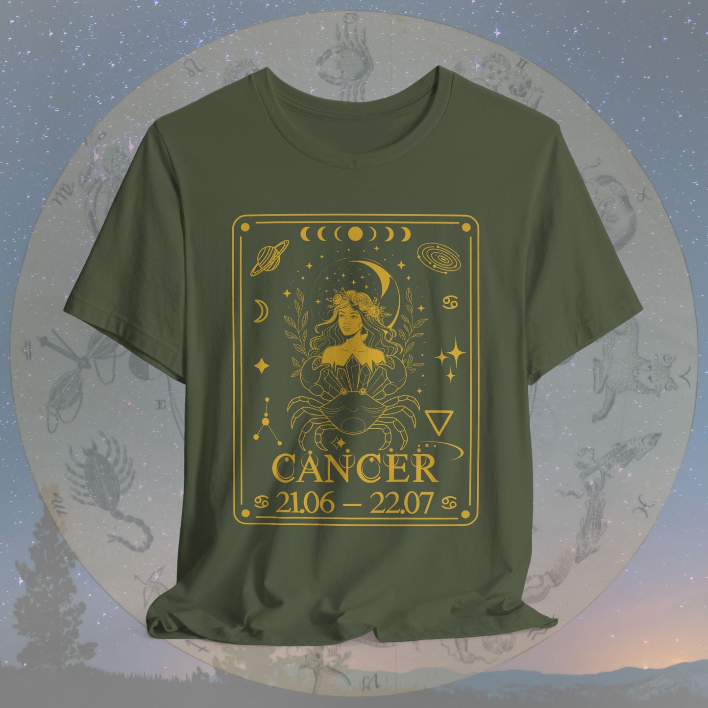 Cancer Zodiac Sign Numeric Dates Tarot T-Shirt
