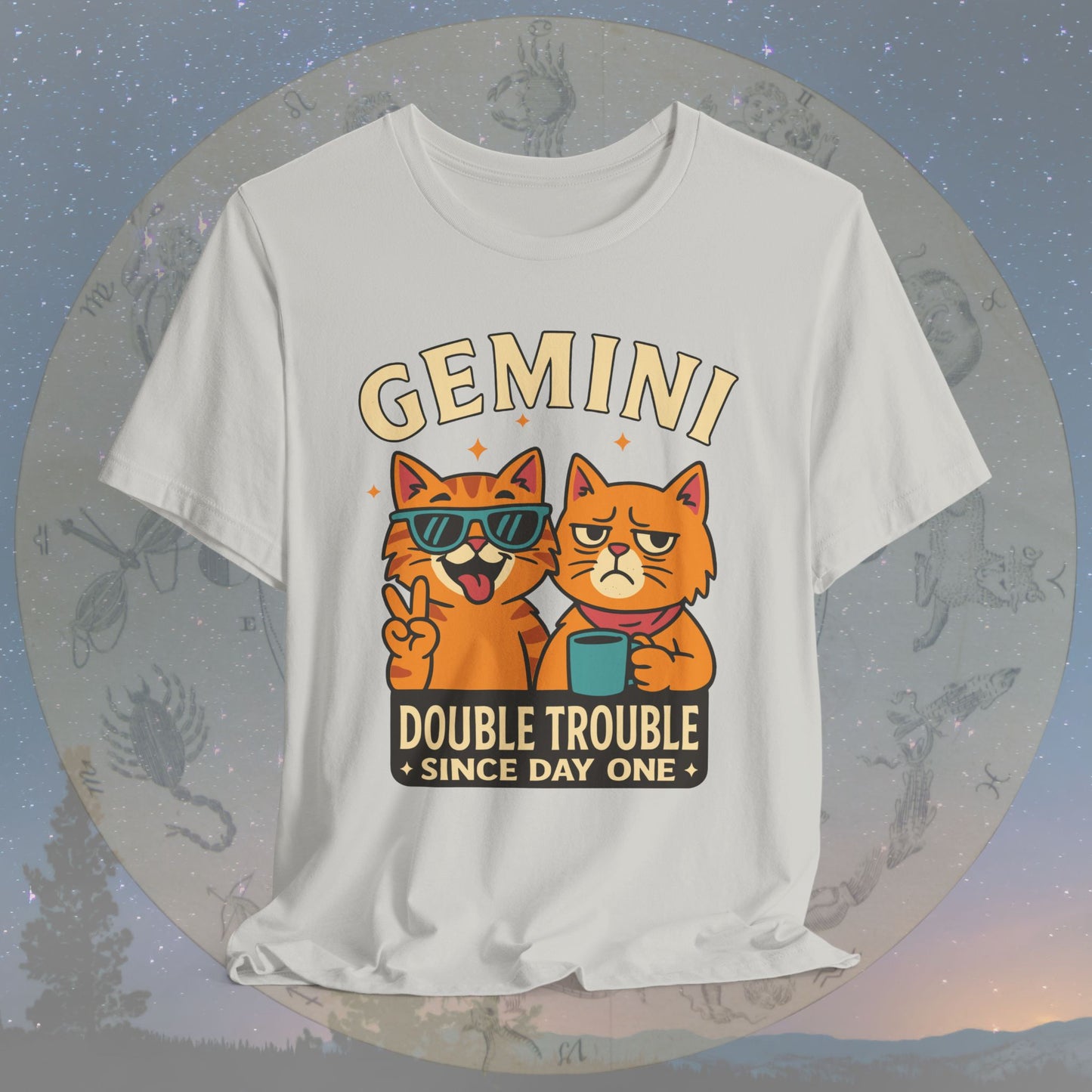 Funny Gemini Double Trouble Cat T-Shirt