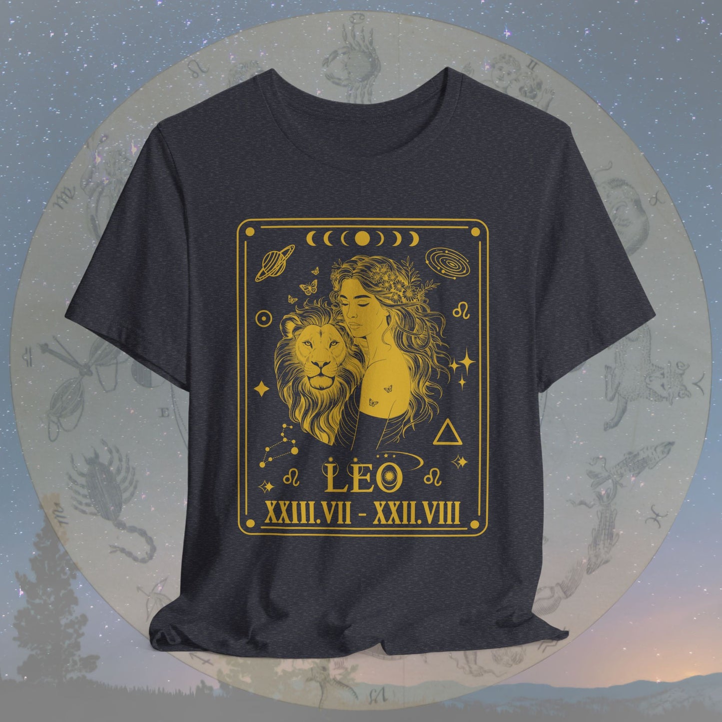 Leo Zodiac Sign Roman Dates Tarot T-Shirt