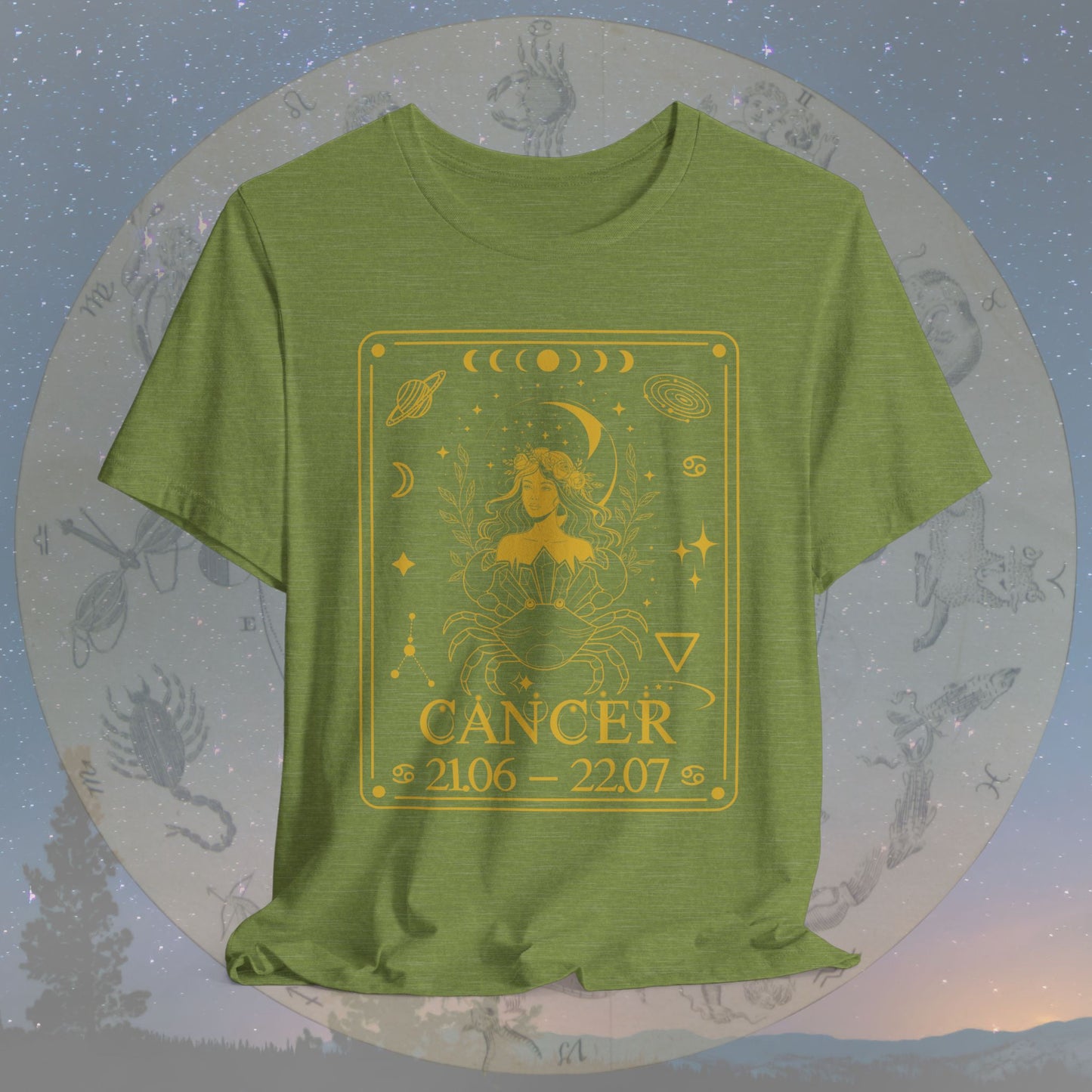 Cancer Zodiac Sign Numeric Dates Tarot T-Shirt
