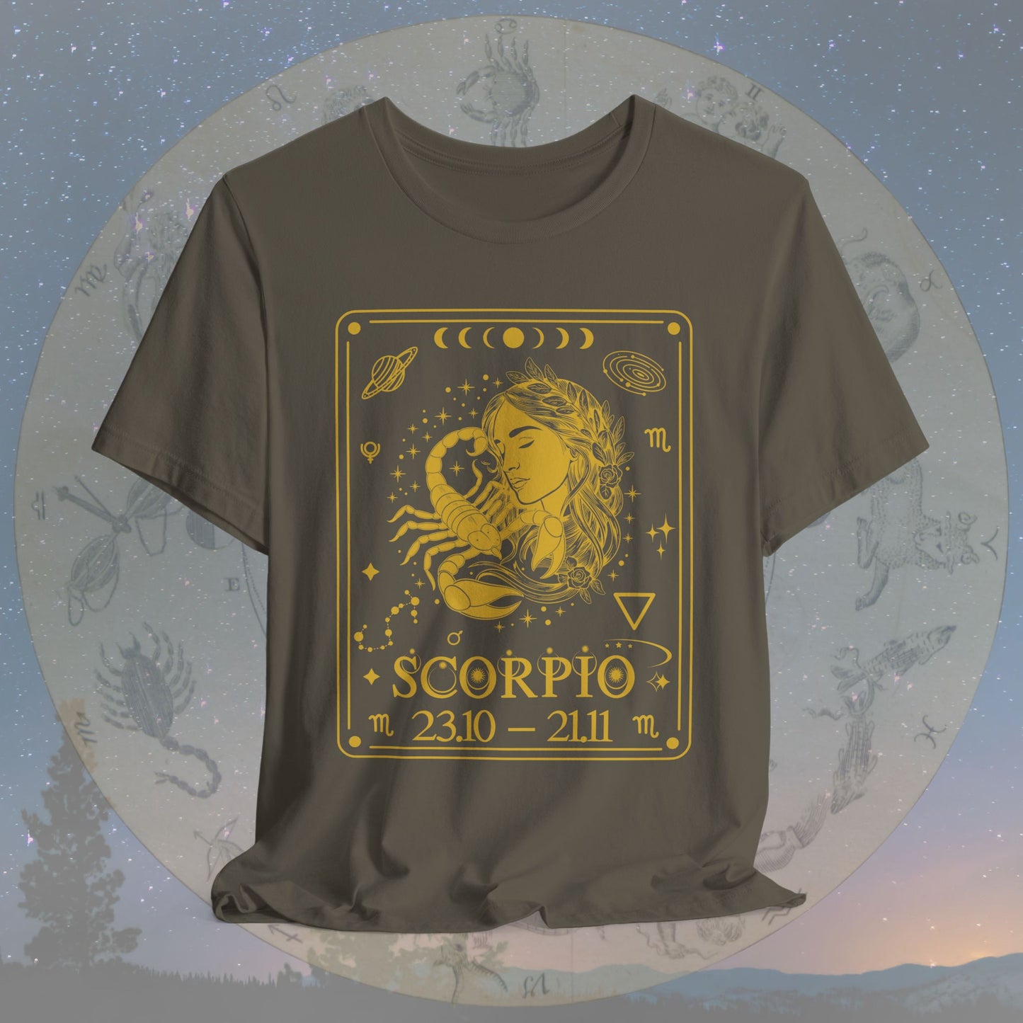 Scorpio Zodiac Sign Numeric Dates Tarot T-Shirt