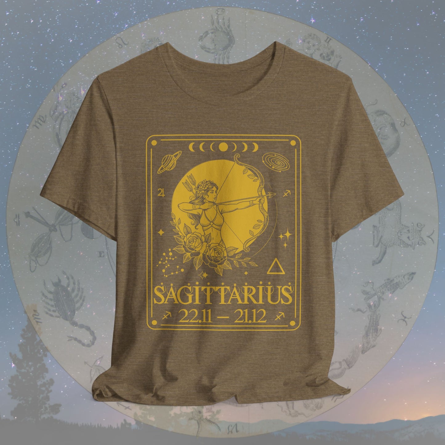 Sagittarius Zodiac Sign Numeric Dates Tarot T-Shirt