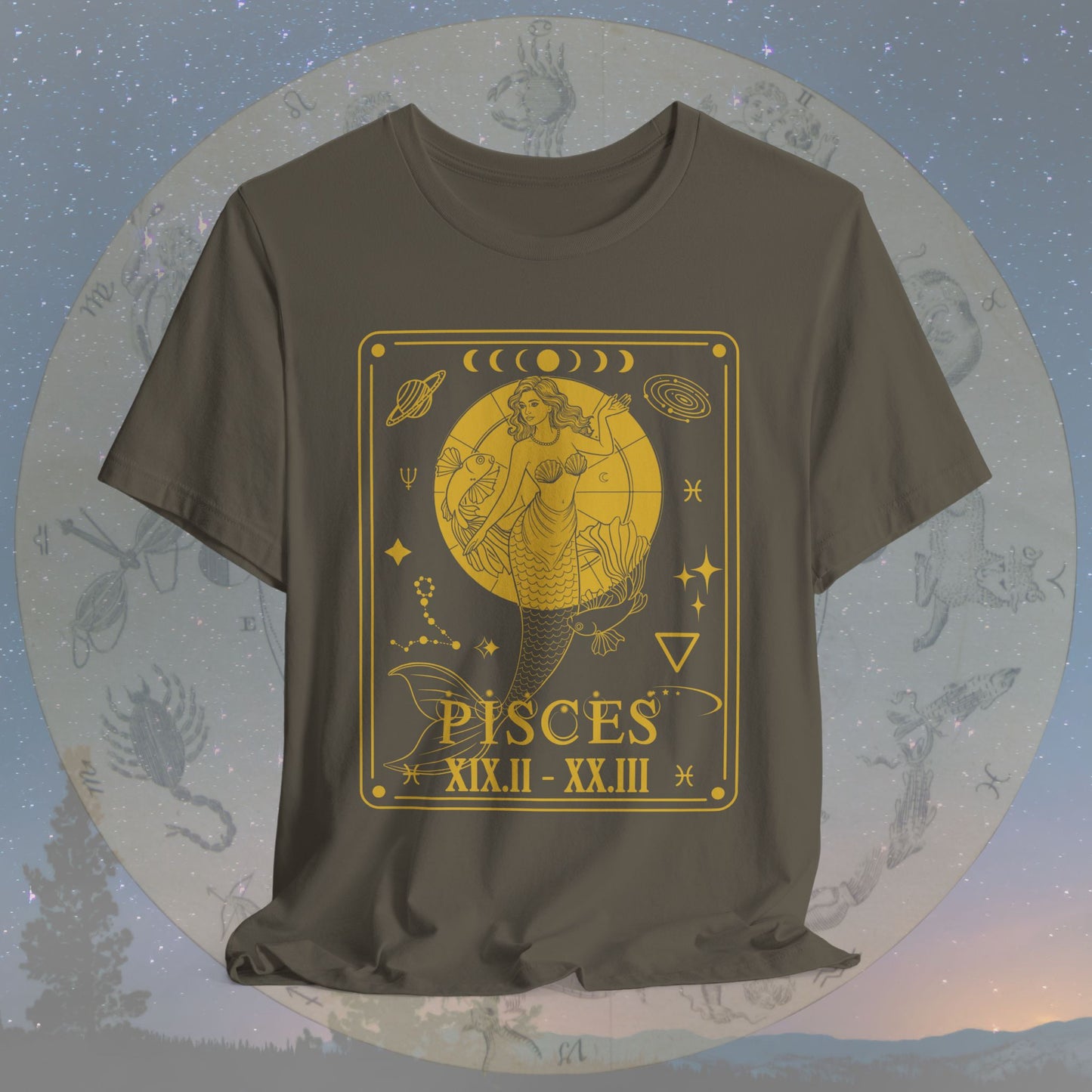 Pisces Zodiac Sign Roman Dates Tarot T-Shirt
