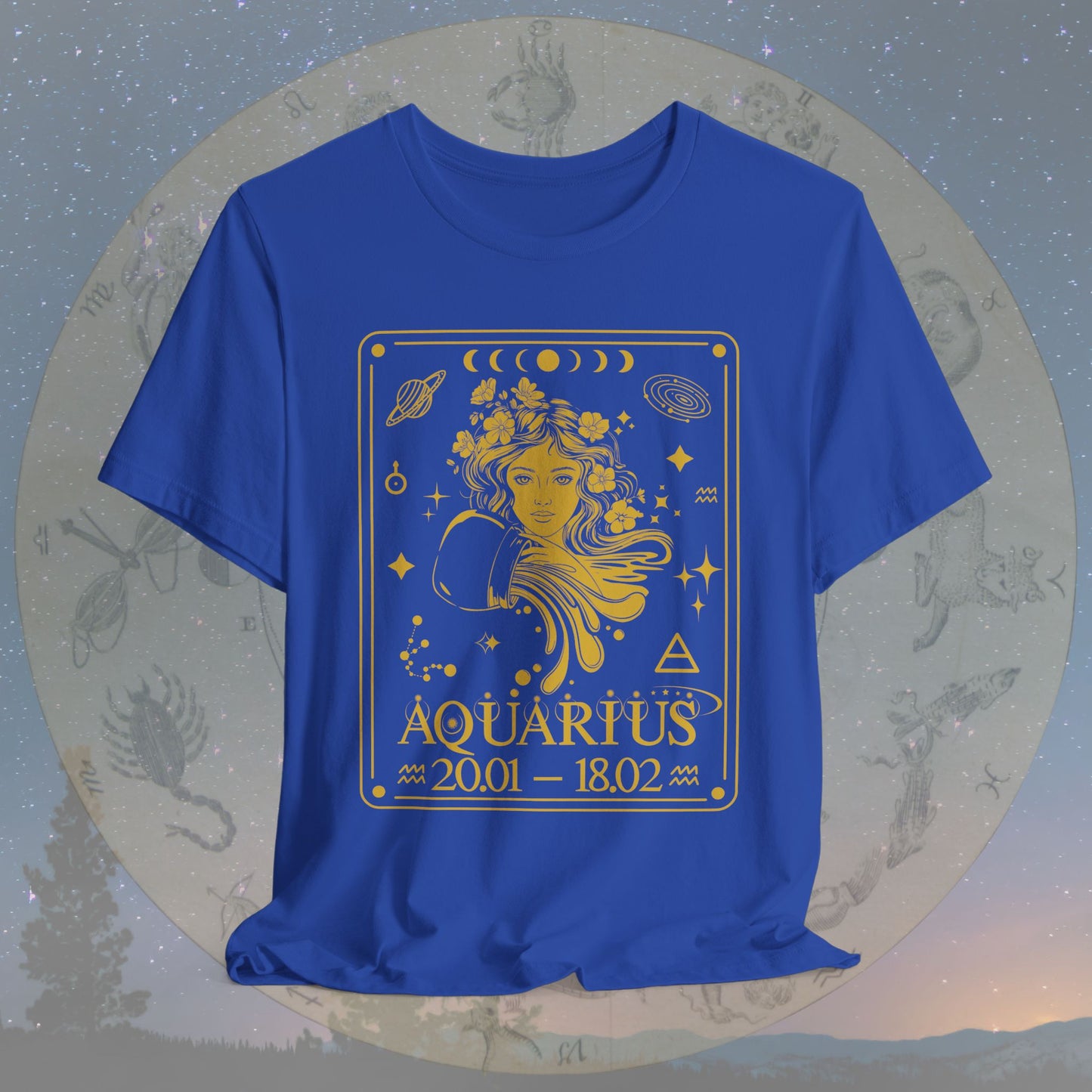 Aquarius Zodiac Sign Numeric Dates Tarot T-Shirt
