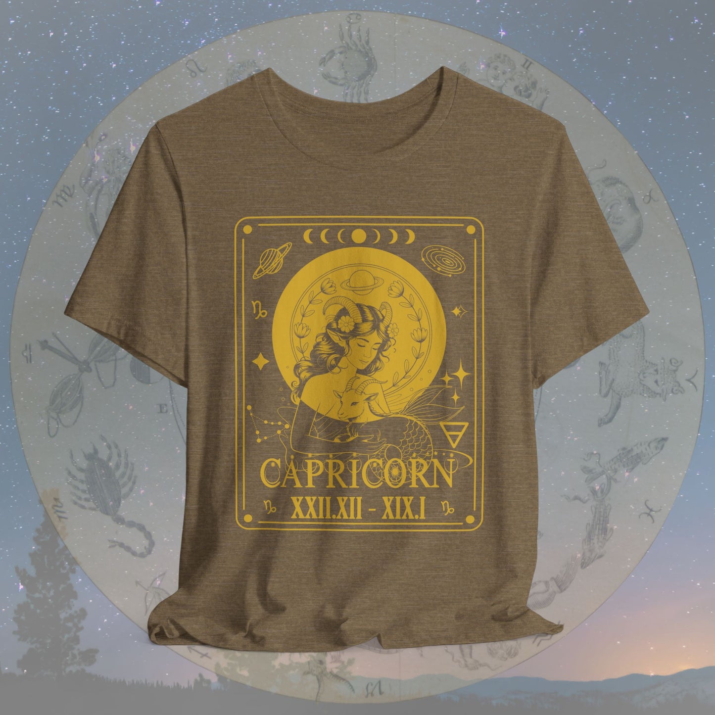 Capricorn Zodiac Sign Roman Dates Tarot T-Shirt