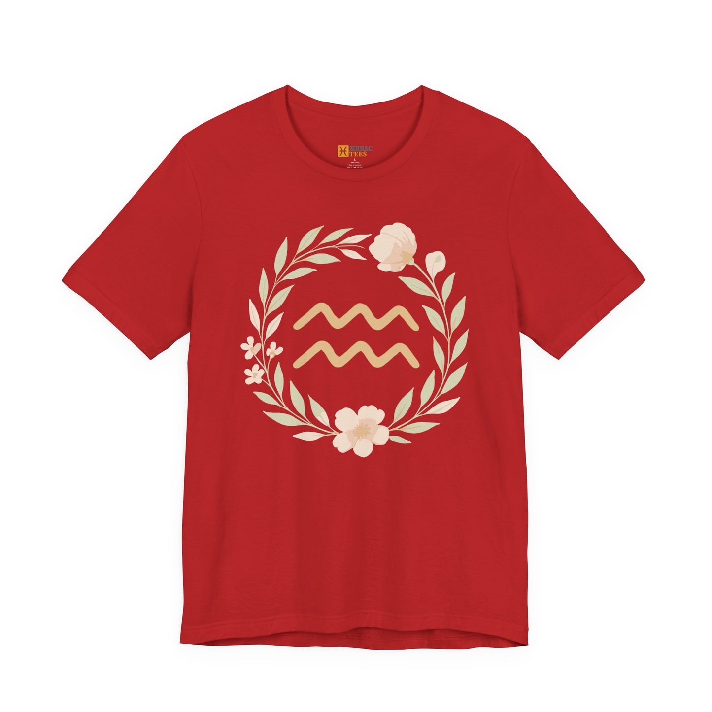 Aquarius Floral Symbol Zodiac T-Shirt – Gentle Air Sign Energy Tee