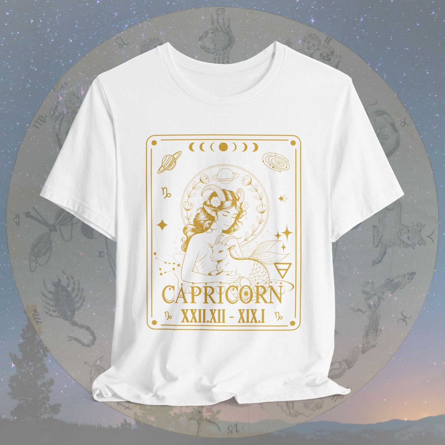 Capricorn Zodiac Sign Roman Dates Tarot T-Shirt