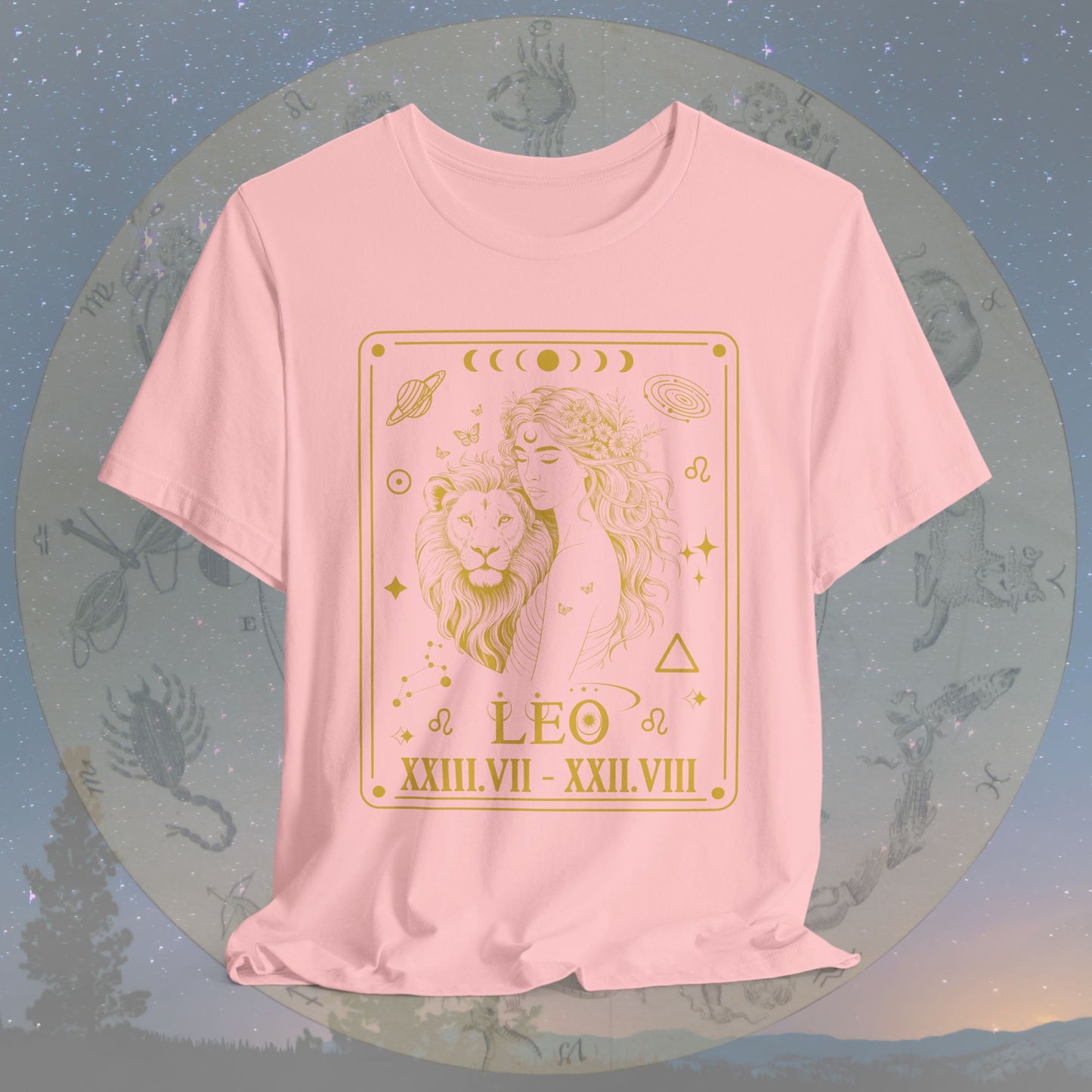 Leo Zodiac Sign Roman Dates Tarot T-Shirt