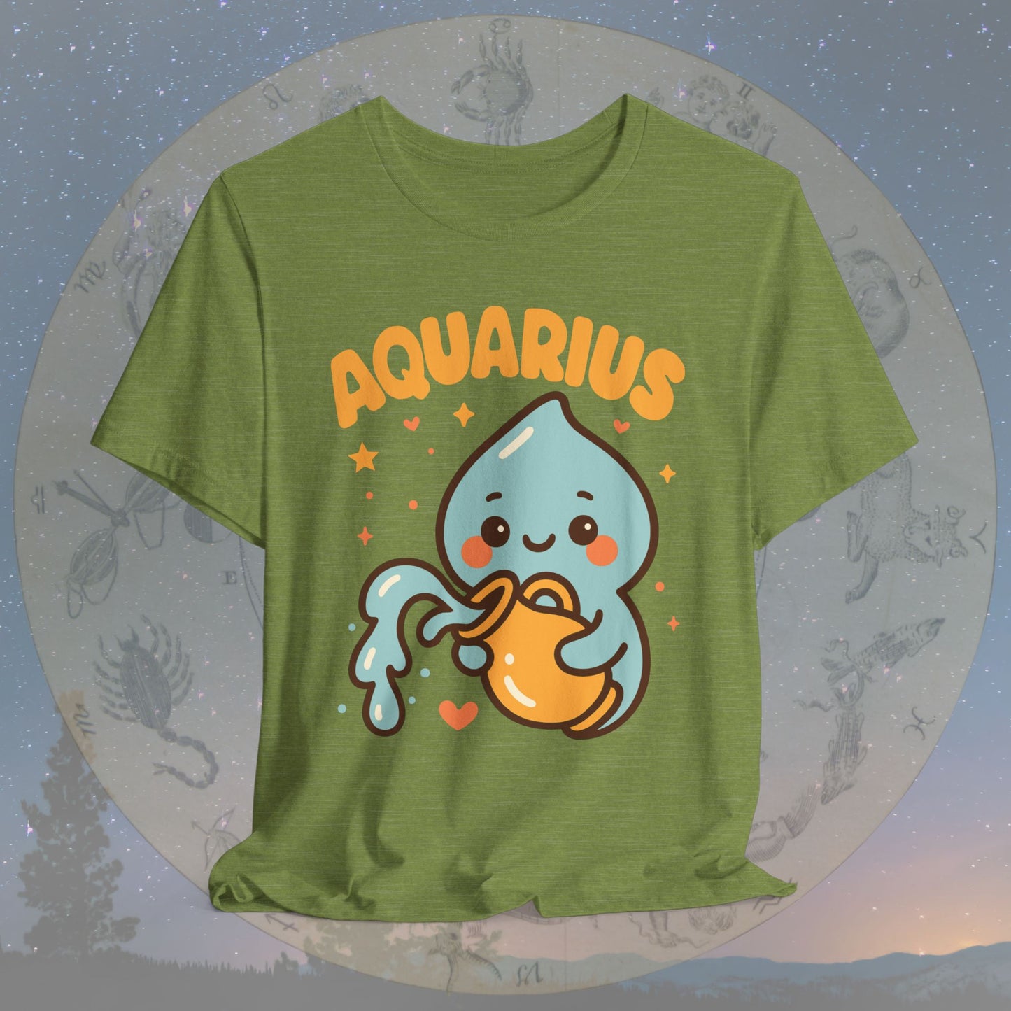 Cute Kawaii Aquarius Zodiac Sign T-Shirt
