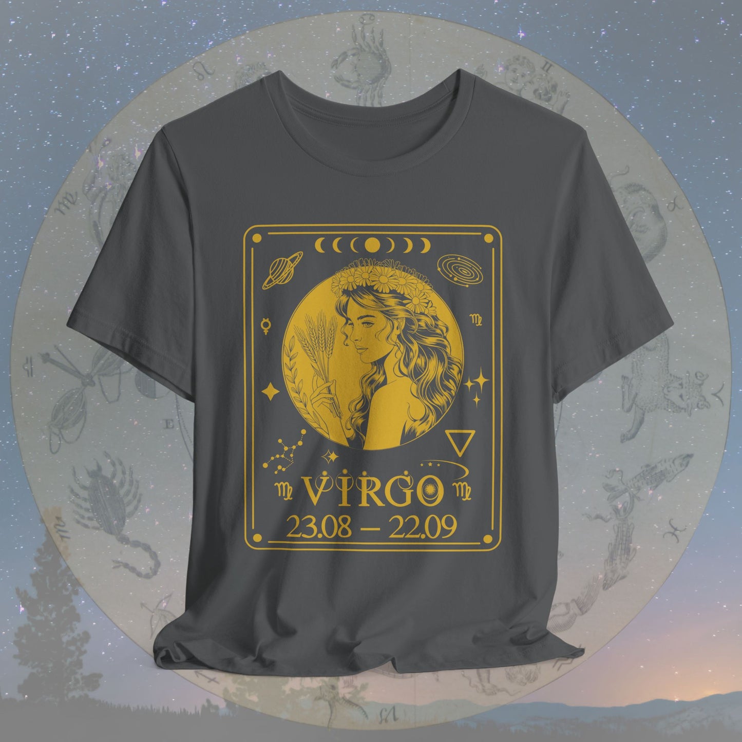 Virgo Zodiac Sign Numeric Dates Tarot T-Shirt