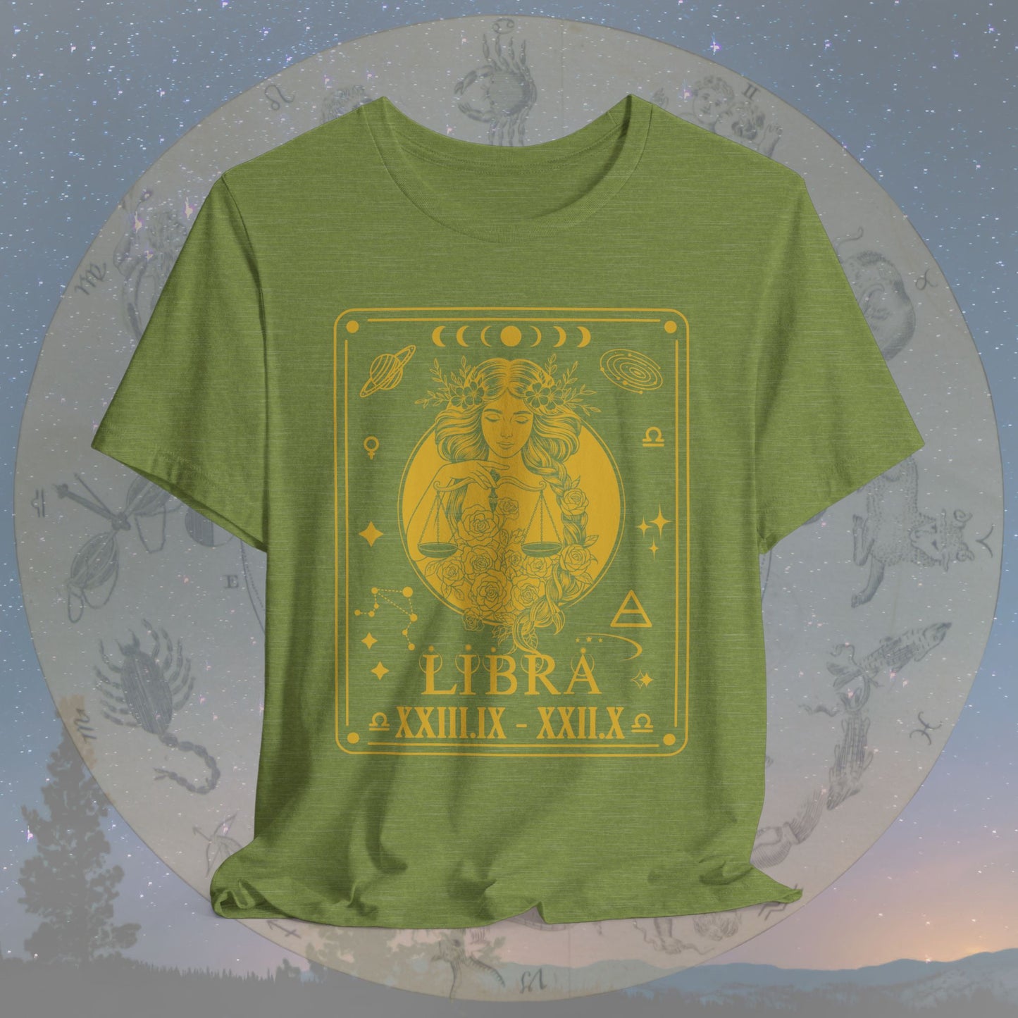 Libra Zodiac Sign Roman Dates Tarot T-Shirt