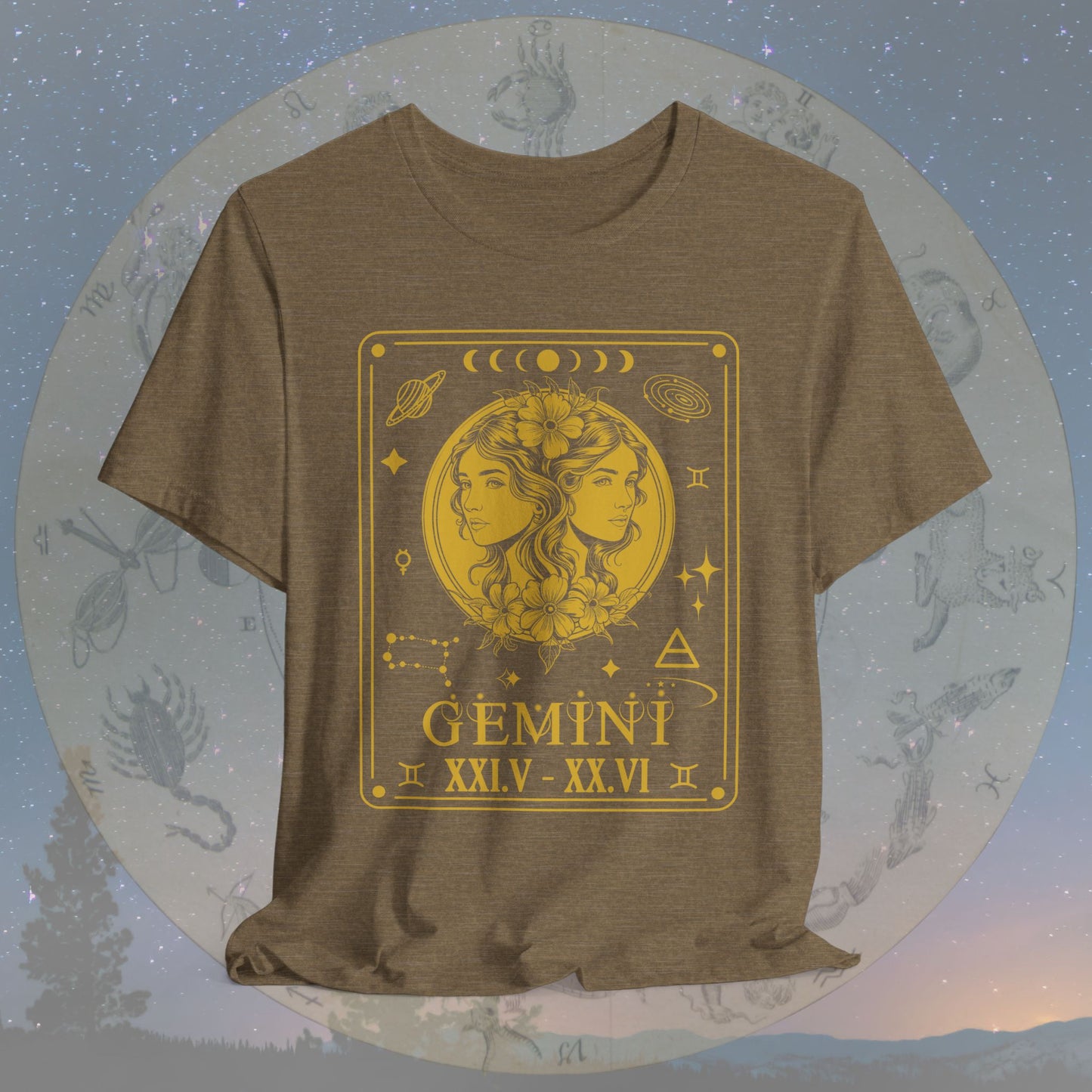 Gemini Zodiac Sign Roman Dates Tarot T-Shirt