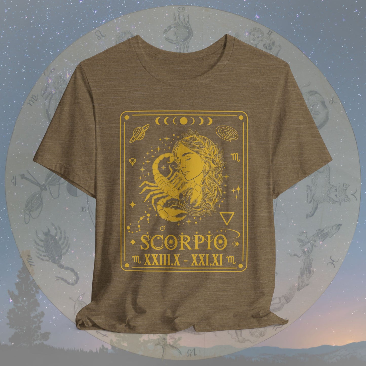 Scorpio Zodiac Sign Roman Dates Tarot T-Shirt