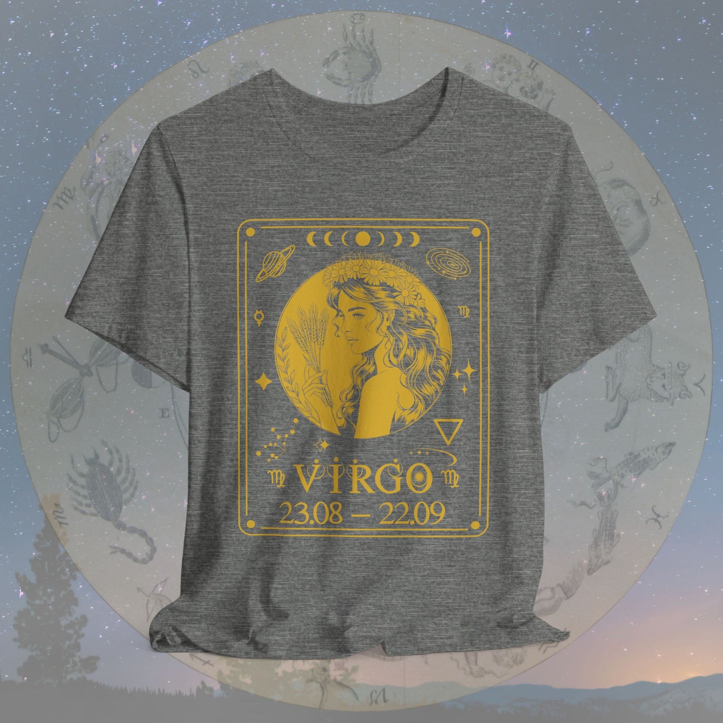 Virgo Zodiac Sign Numeric Dates Tarot T-Shirt