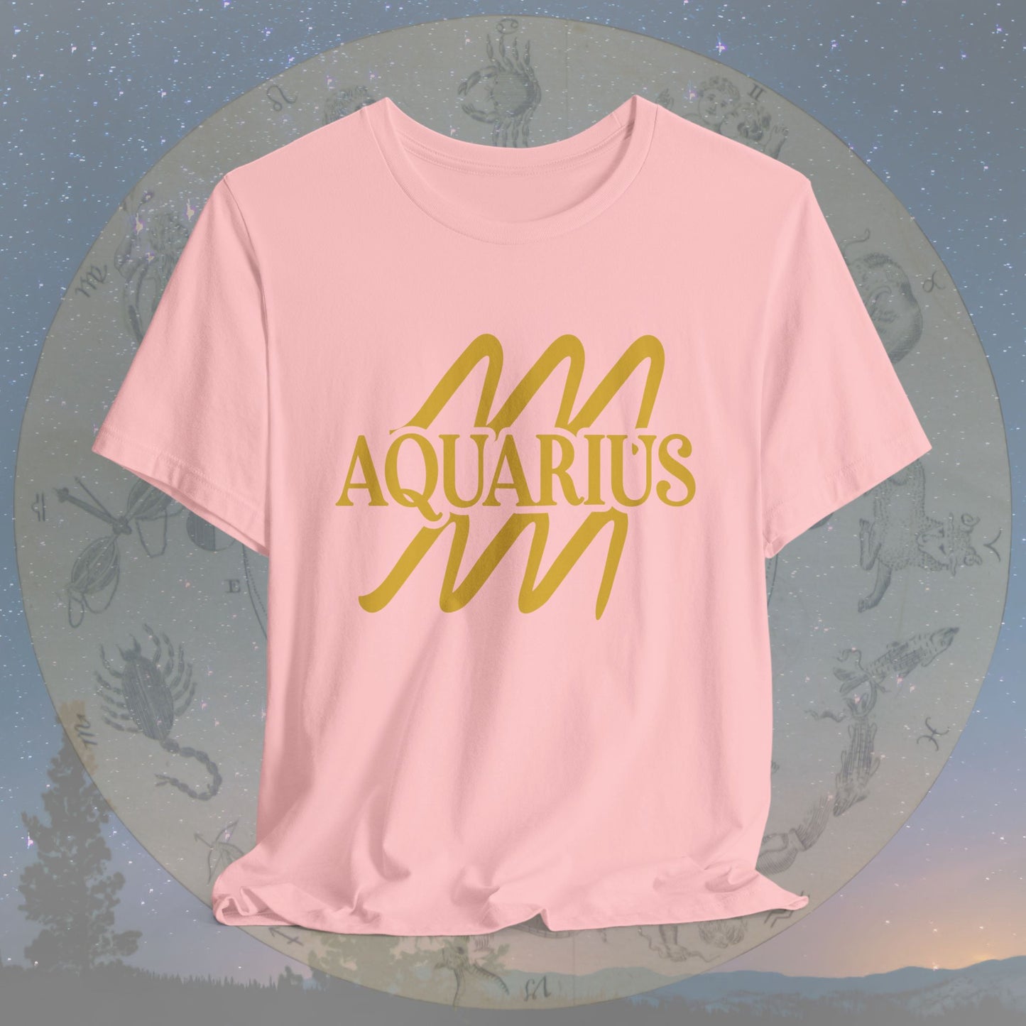 Aquarius Golden Zodiac Symbol T-Shirt