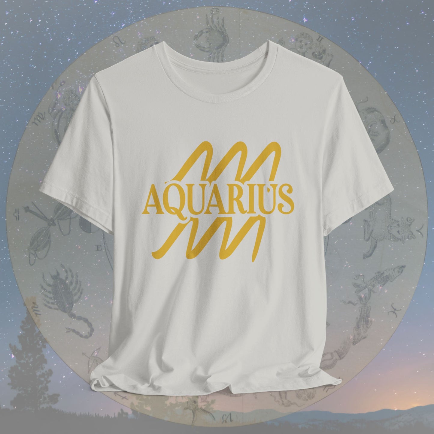 Aquarius Golden Zodiac Symbol T-Shirt