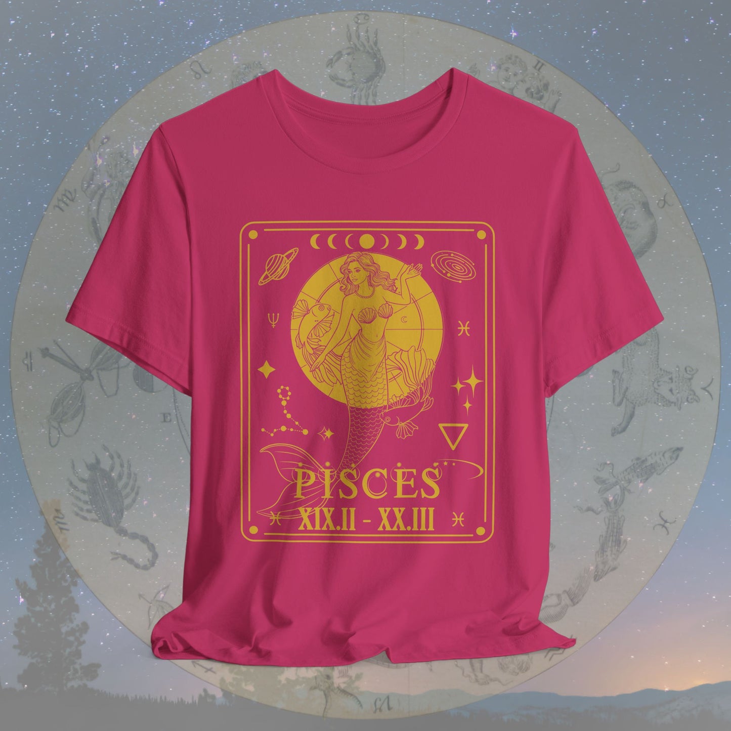 Pisces Zodiac Sign Roman Dates Tarot T-Shirt