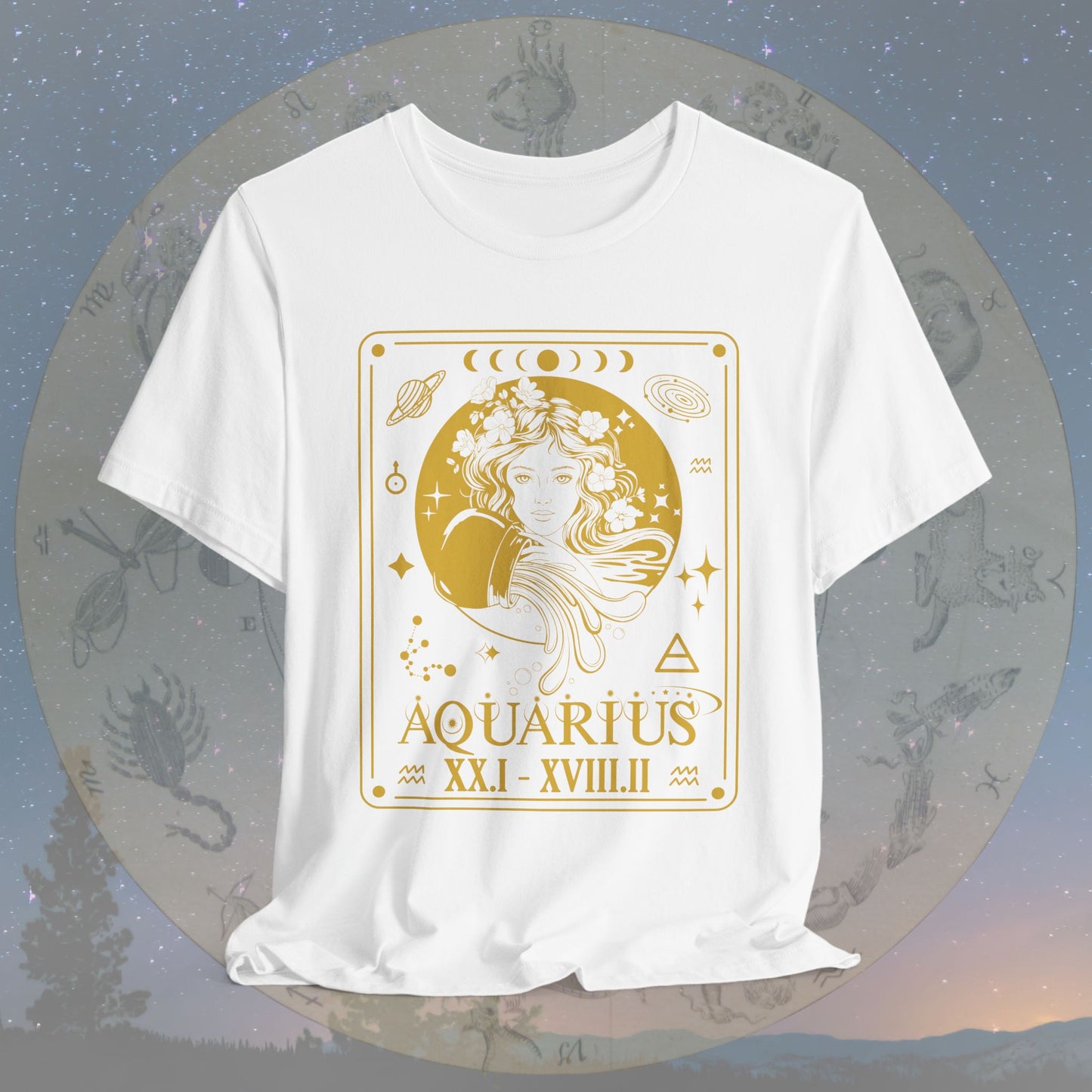 Aquarius Zodiac Sign Roman Dates Tarot T-Shirt