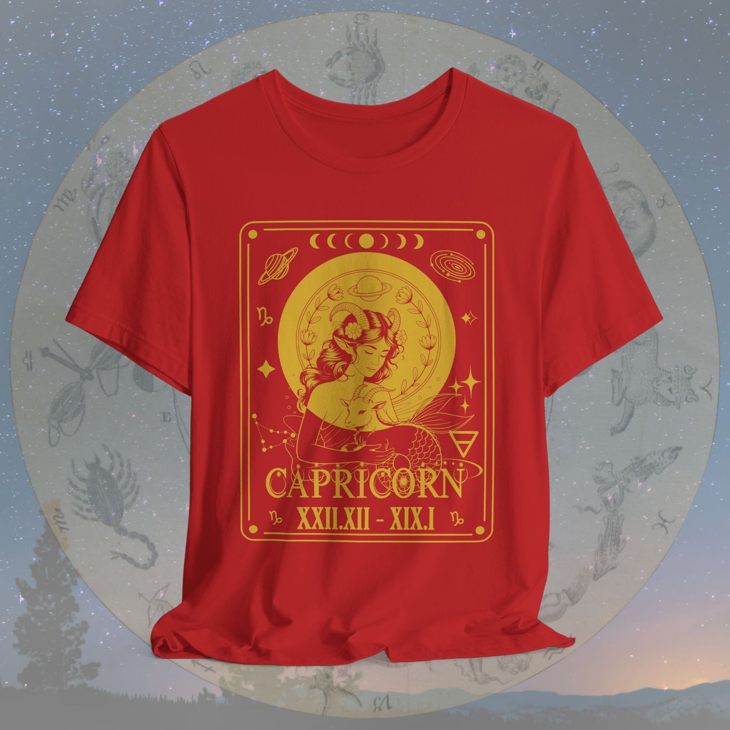 Capricorn Zodiac Sign Roman Dates Tarot T-Shirt