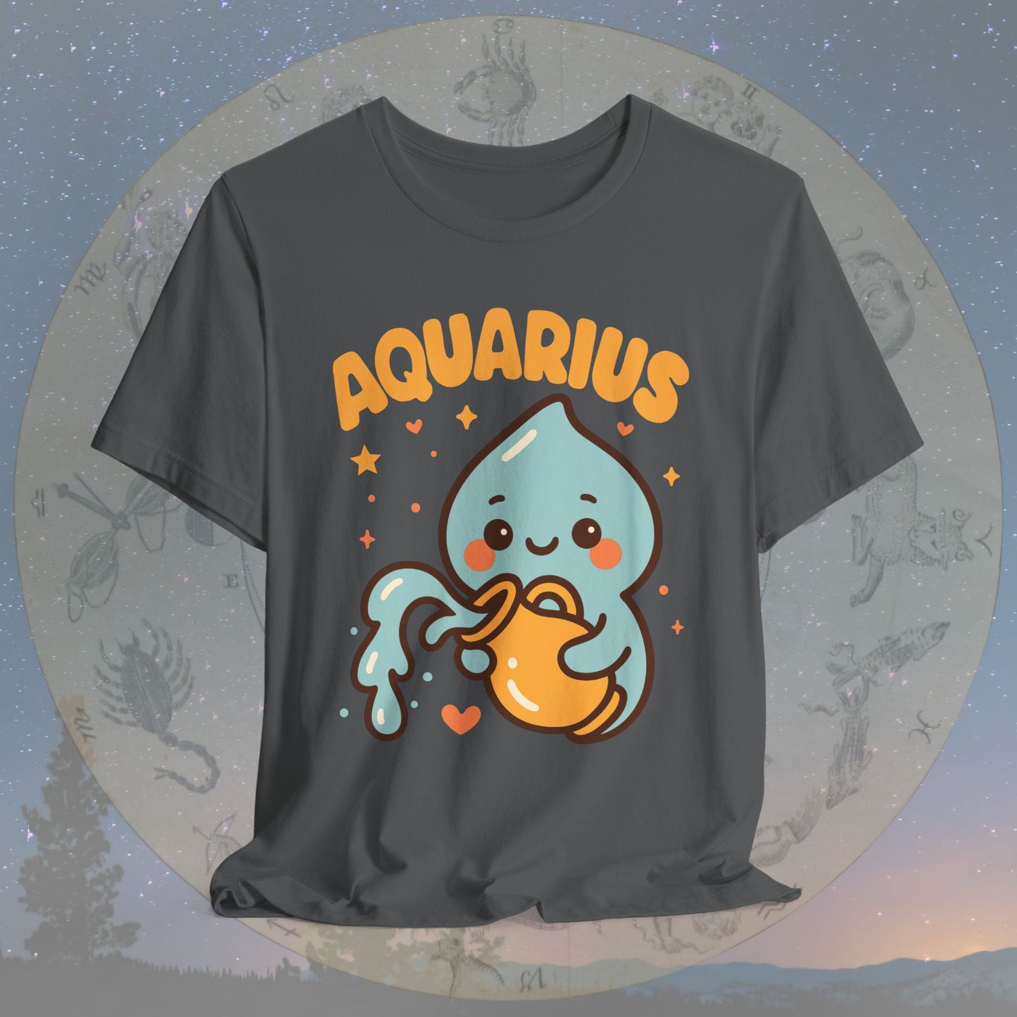 Cute Kawaii Aquarius Zodiac Sign T-Shirt