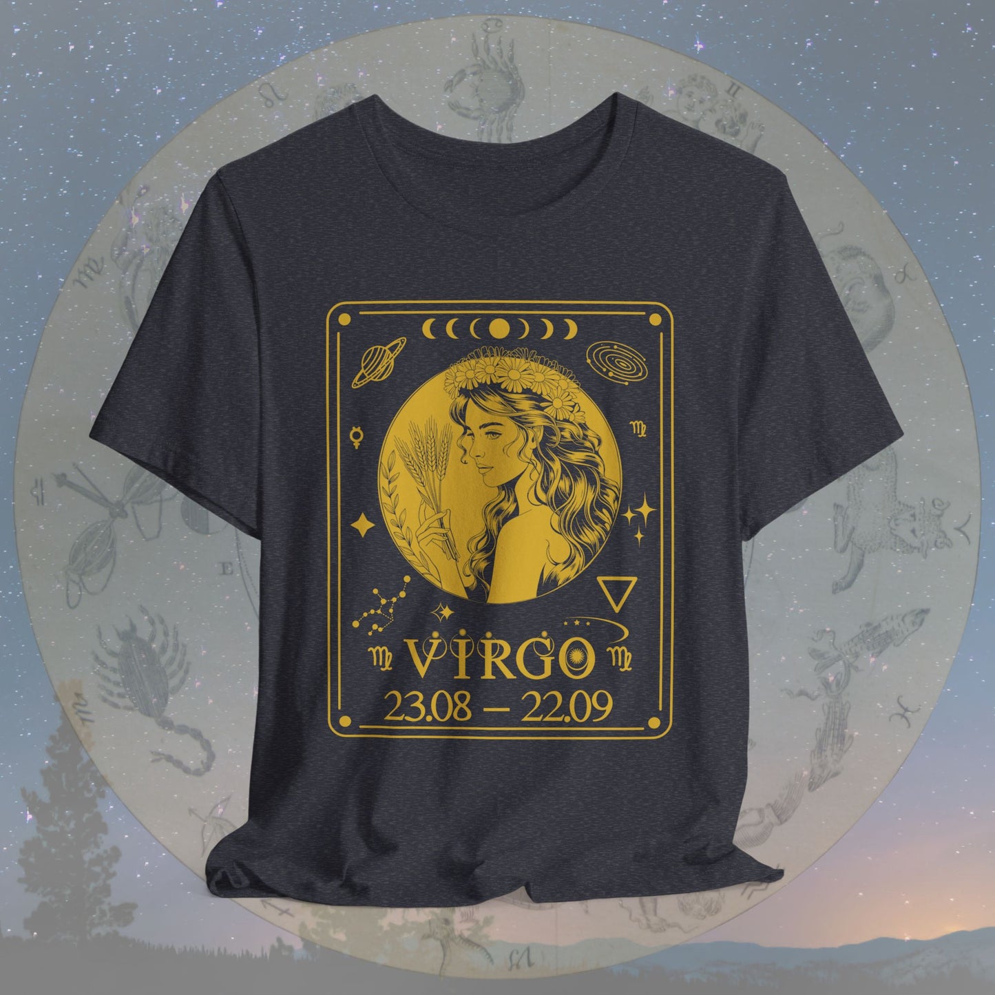 Virgo Zodiac Sign Numeric Dates Tarot T-Shirt