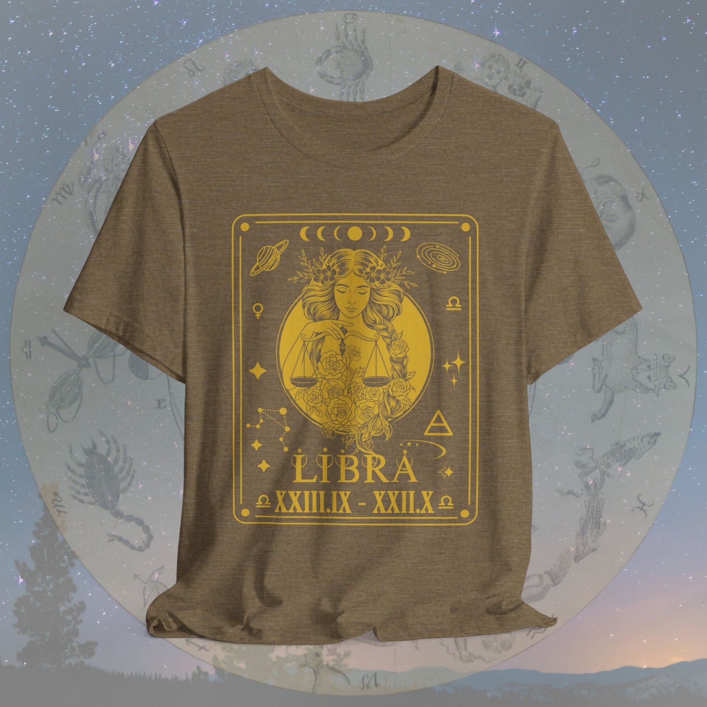 Libra Zodiac Sign Roman Dates Tarot T-Shirt