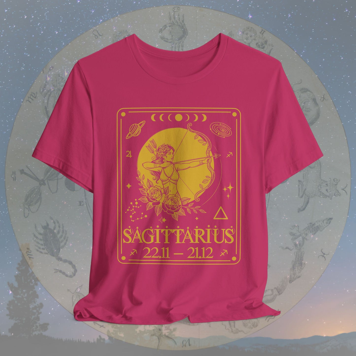 Sagittarius Zodiac Sign Numeric Dates Tarot T-Shirt