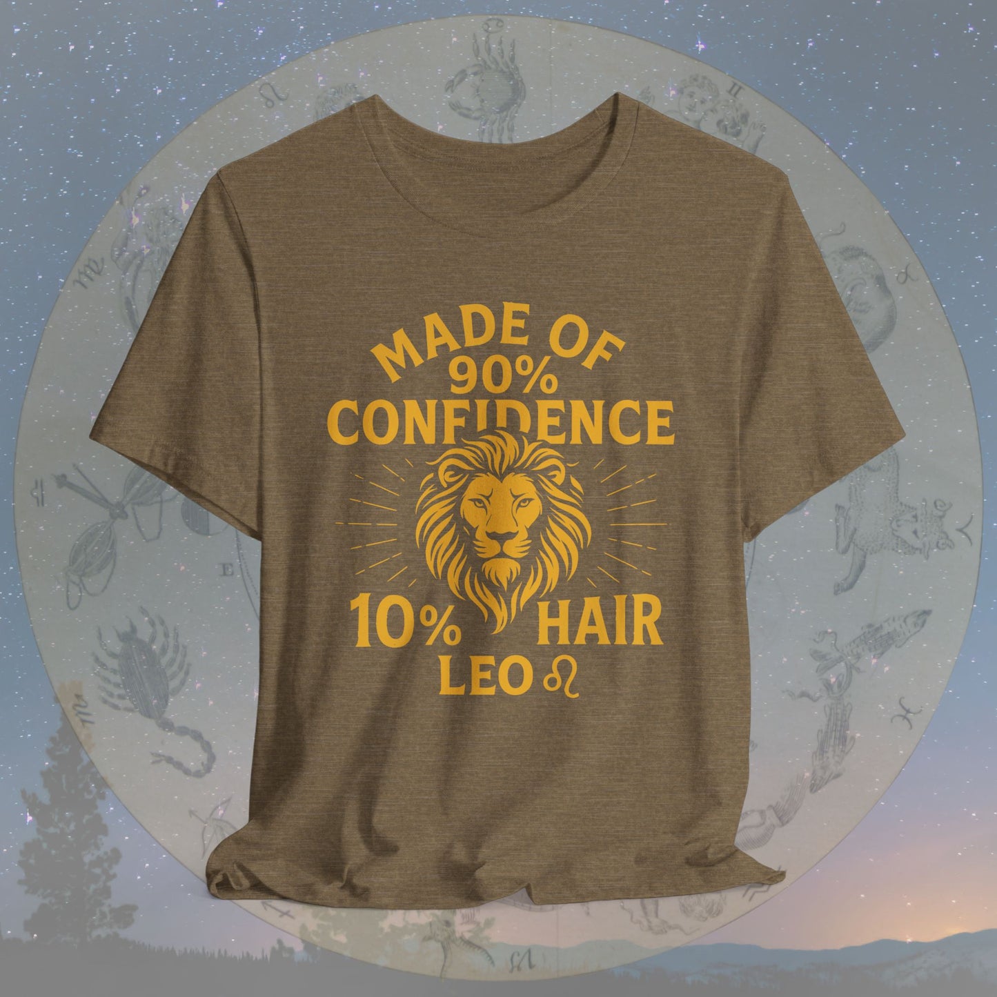 Confident Leo Zodiac Sign T-Shirt – 90% Confidence, 10% Hair
