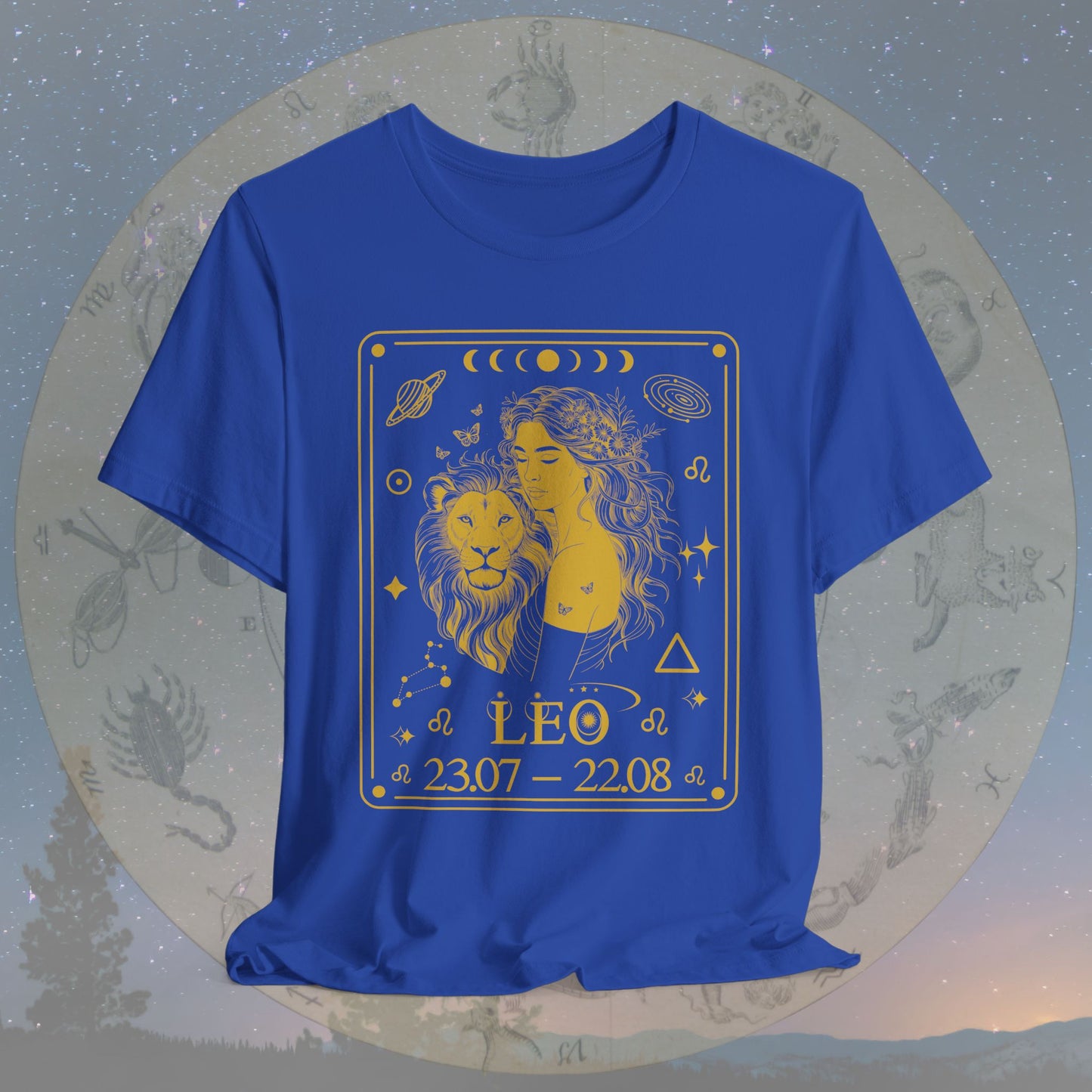 Leo Zodiac Sign Numeric Dates Tarot T-Shirt
