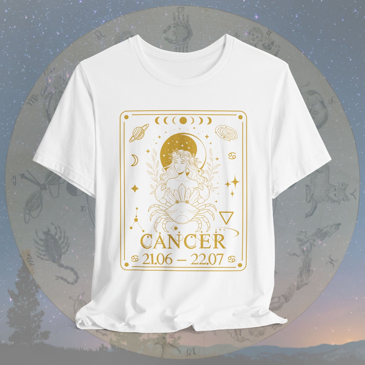 Cancer Zodiac Sign Numeric Dates Tarot T-Shirt