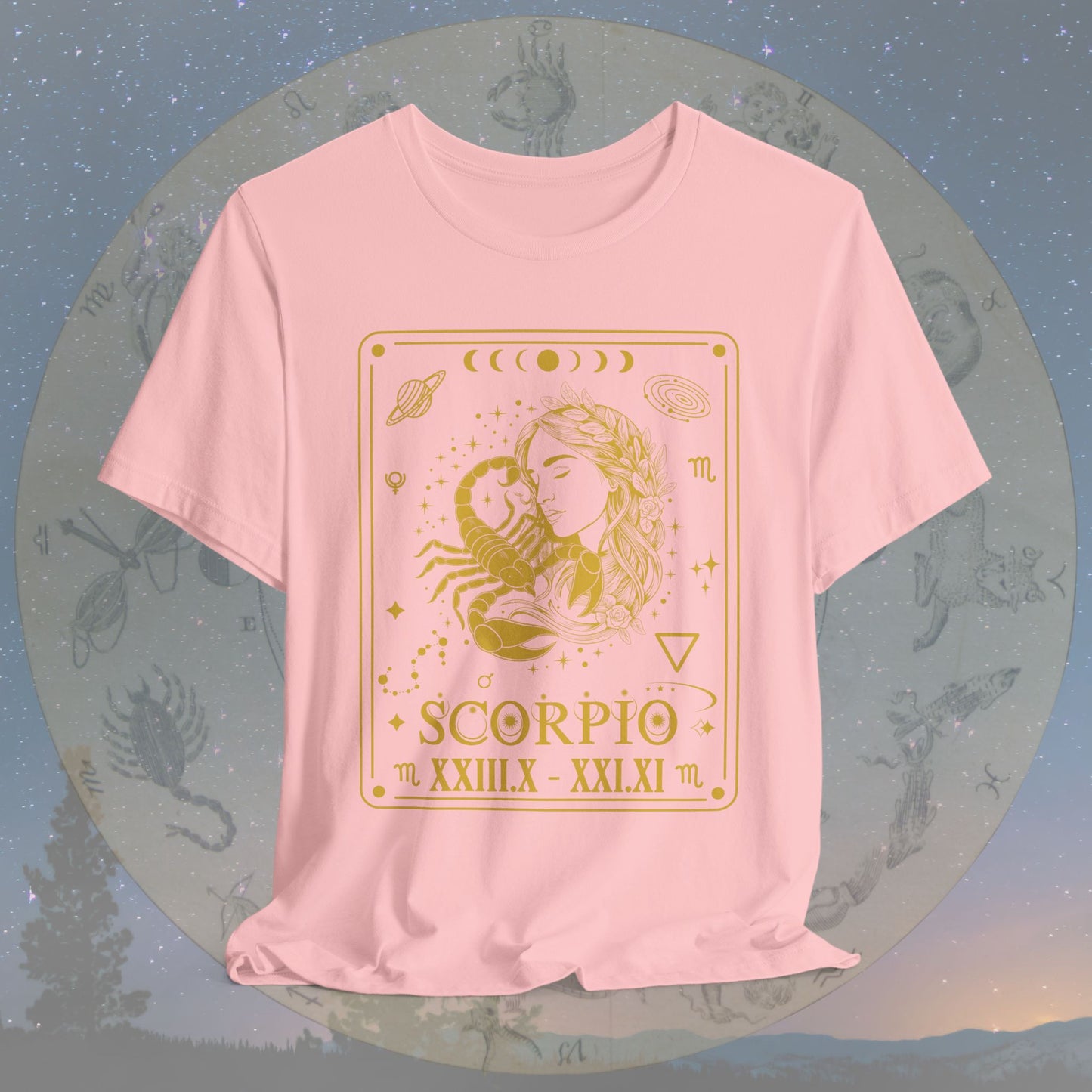 Scorpio Zodiac Sign Roman Dates Tarot T-Shirt